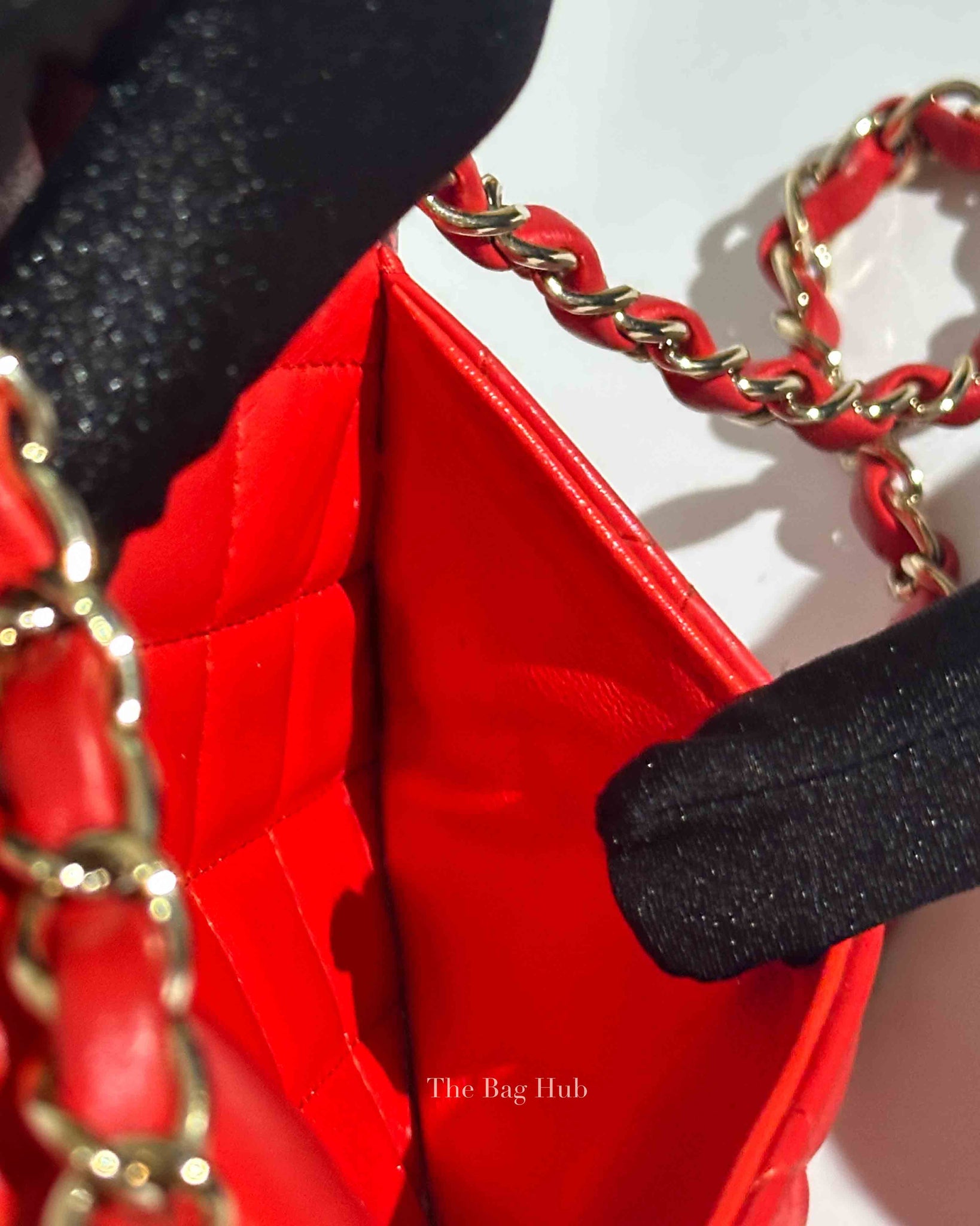 Chanel Red Lambskin Classic Rectangular Mini Flap Bag GHW