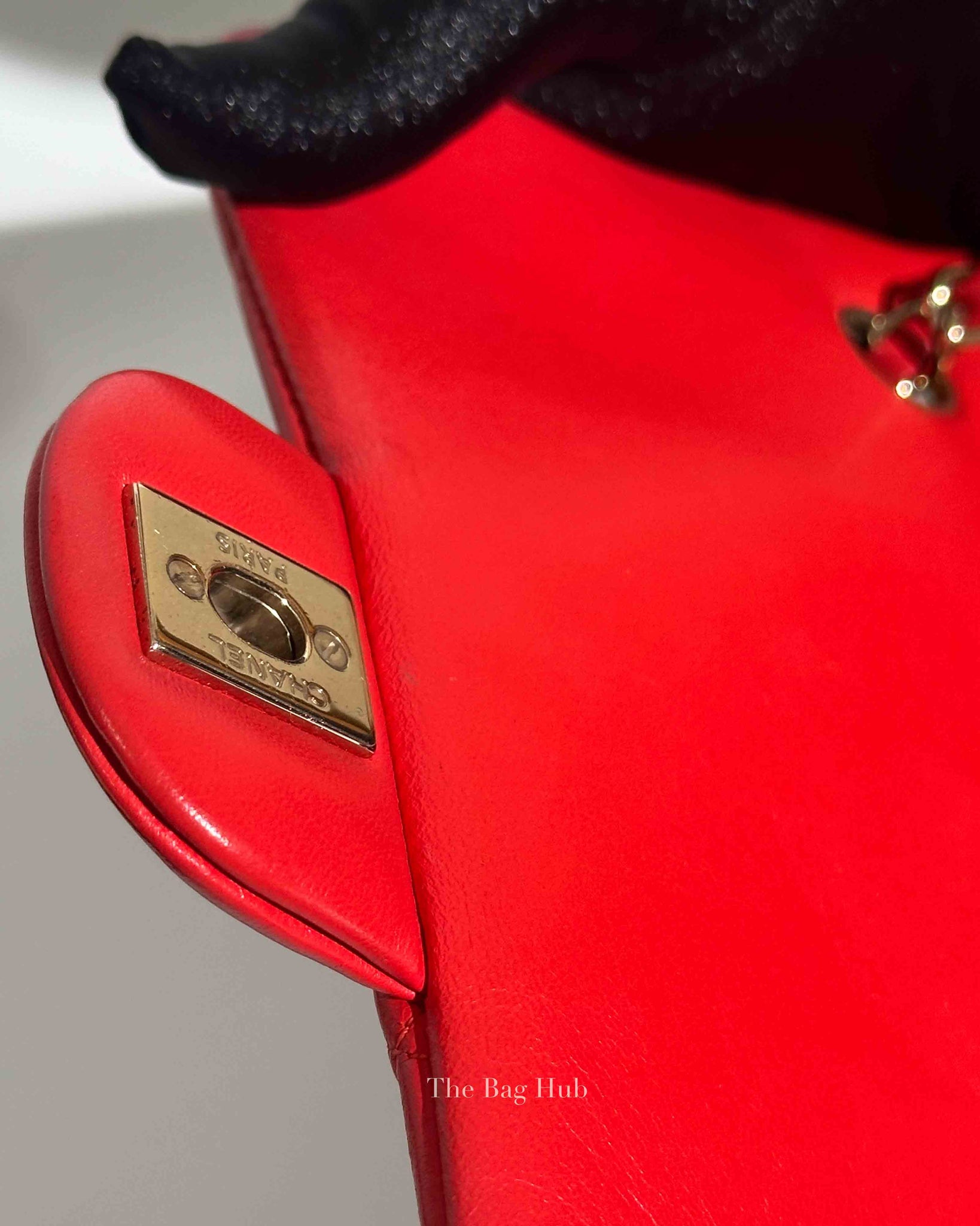 Chanel Red Lambskin Classic Rectangular Mini Flap Bag GHW