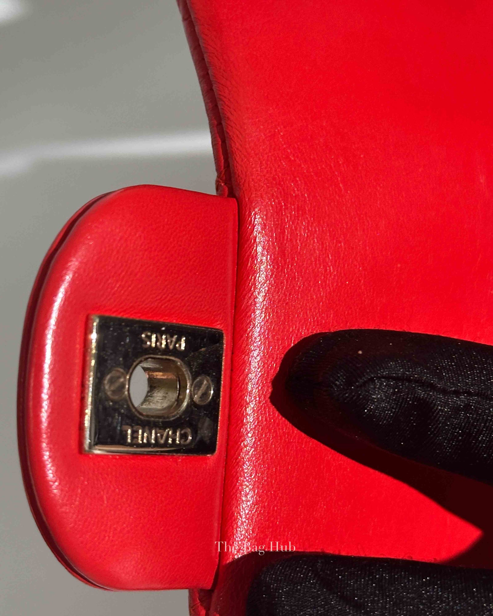 Chanel Red Lambskin Classic Rectangular Mini Flap Bag GHW