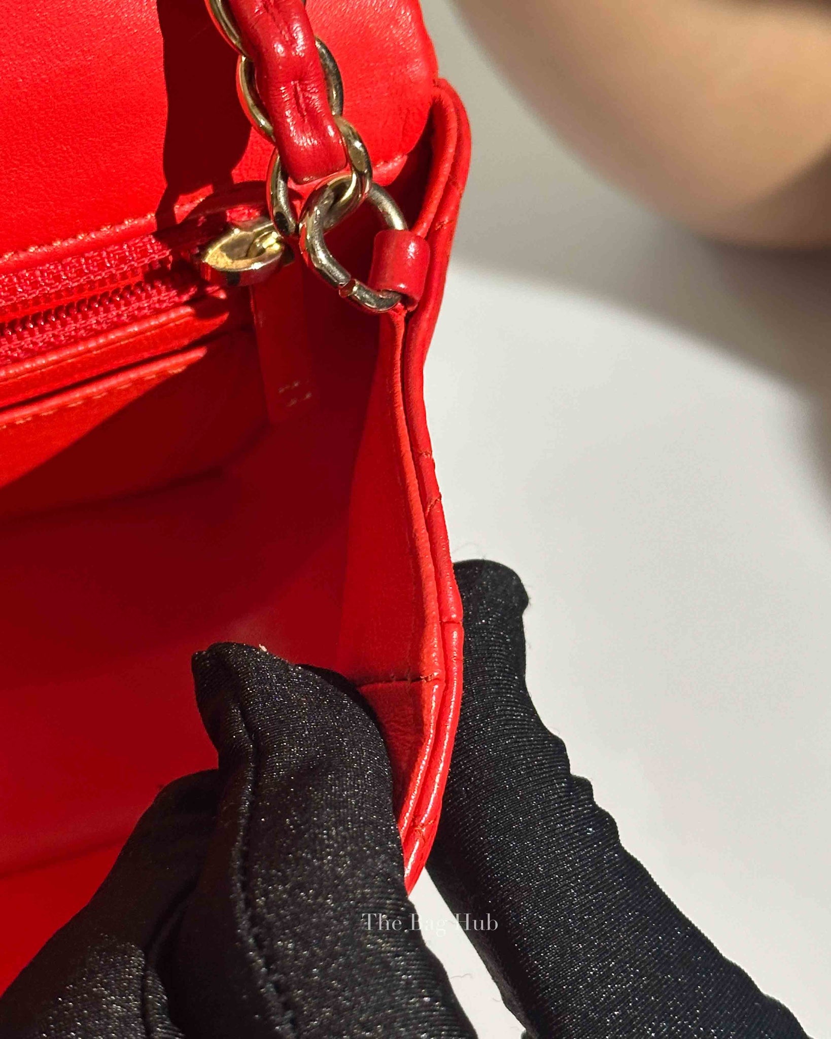 Chanel Red Lambskin Classic Rectangular Mini Flap Bag GHW