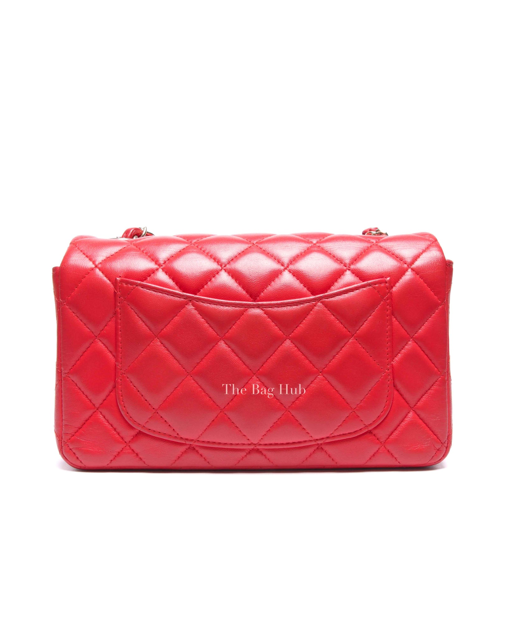 Chanel Red Lambskin Classic Rectangular Mini Flap Bag GHW