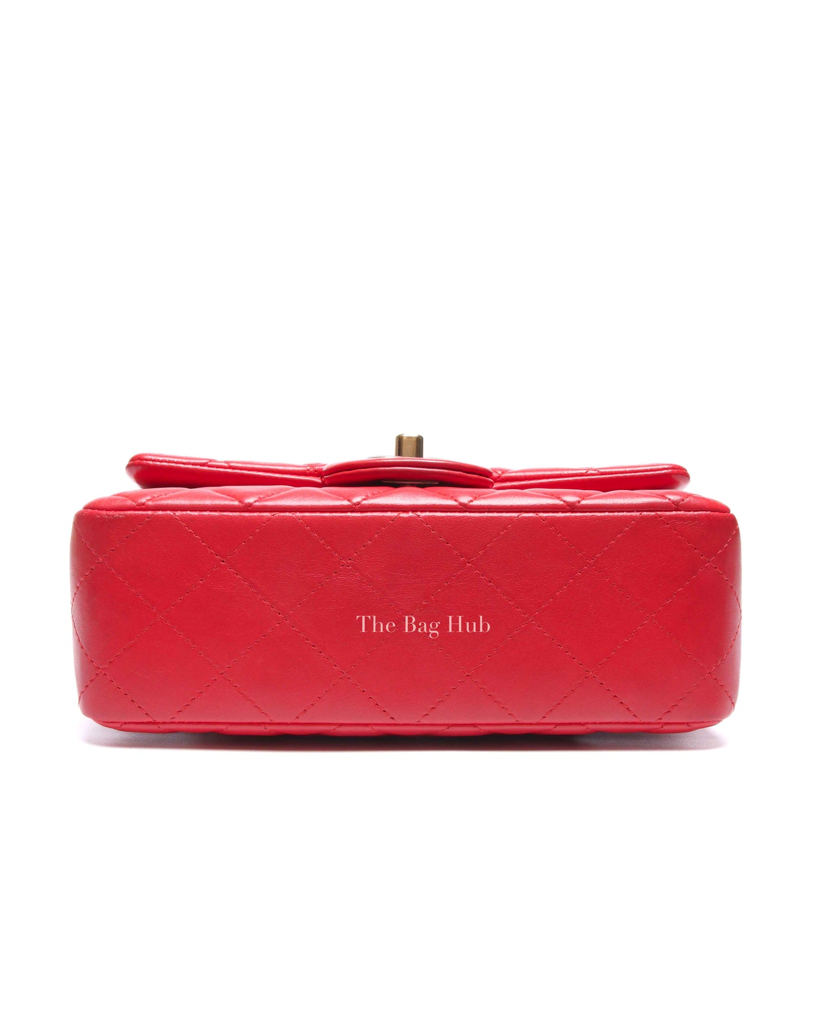 Chanel Red Lambskin Classic Rectangular Mini Flap Bag GHW