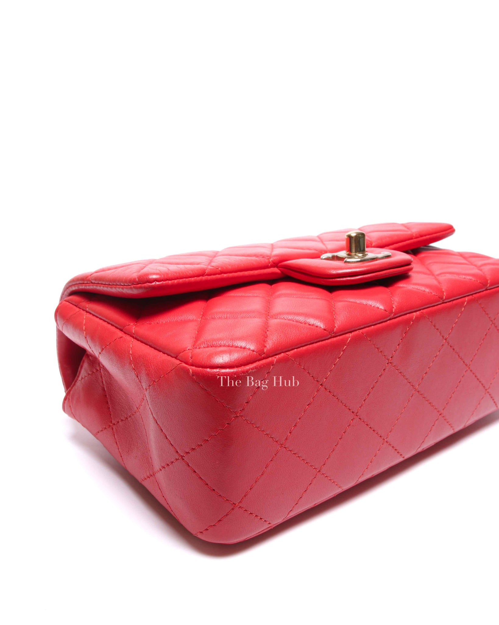 Chanel Red Lambskin Classic Rectangular Mini Flap Bag GHW