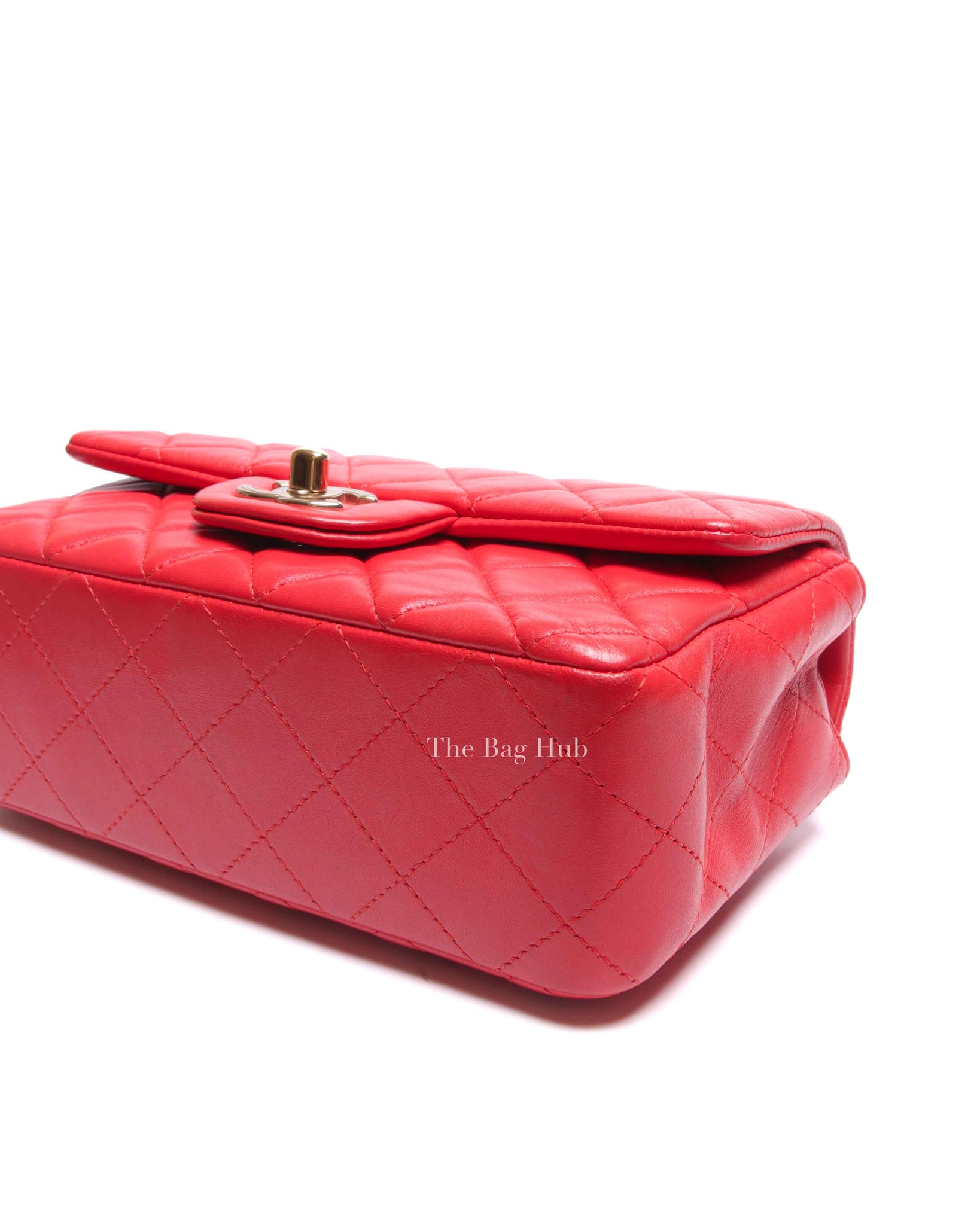 Chanel Red Lambskin Classic Rectangular Mini Flap Bag GHW