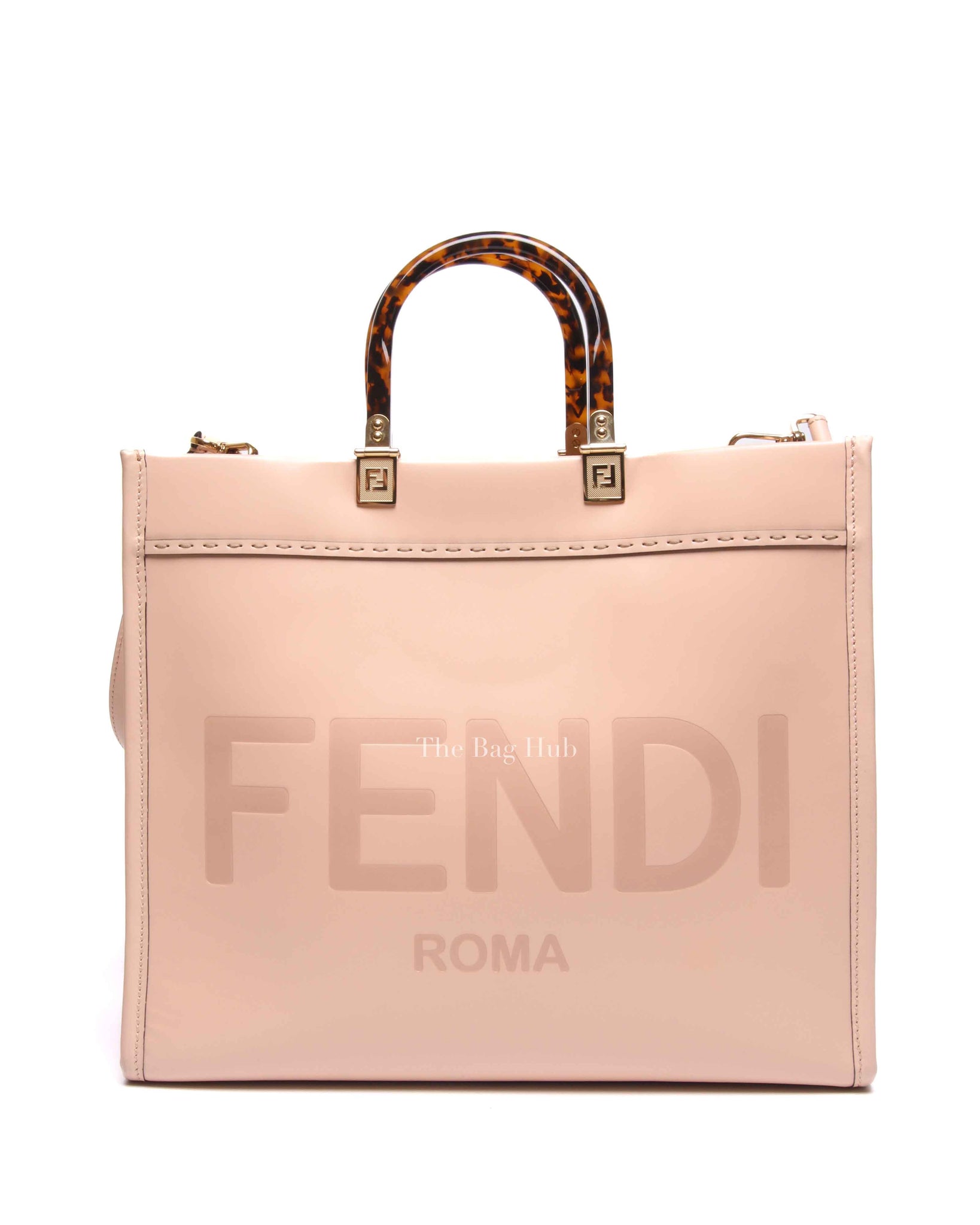 Fendi Pink Leather Sunshine Medium Shopper Tote Bag