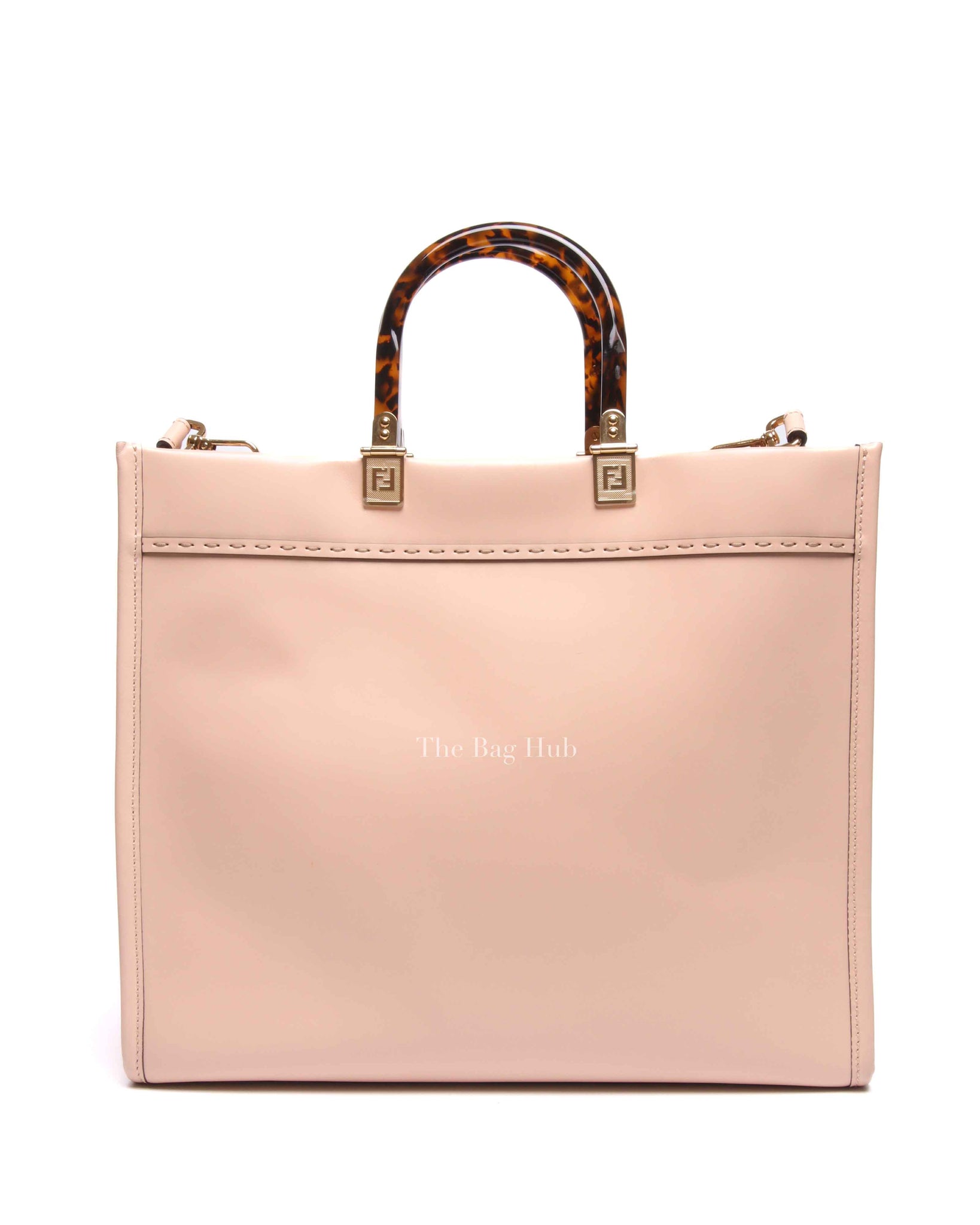 Fendi Pink Leather Sunshine Medium Shopper Tote Bag