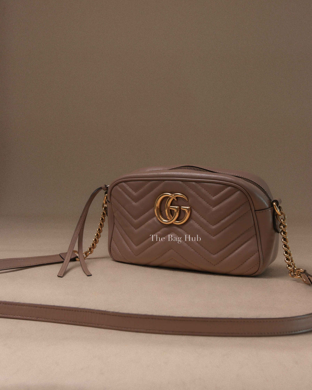 Gucci Dusty Pink Leather GG Marmont Small Shoulder Bag
