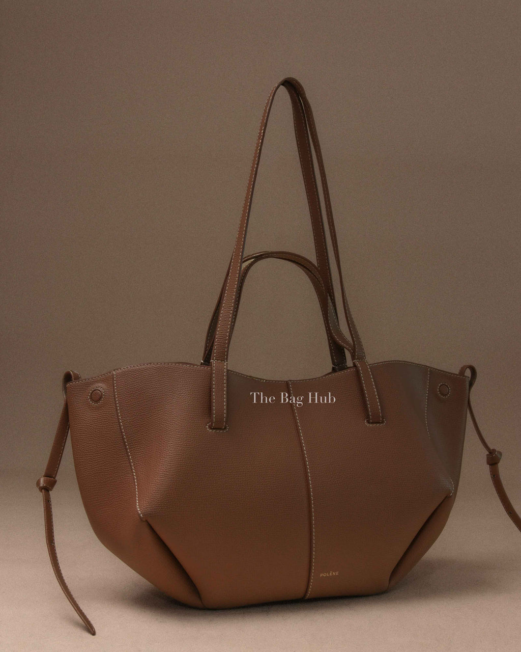 Polene Camel Leather Cyme Mini Tote Bag