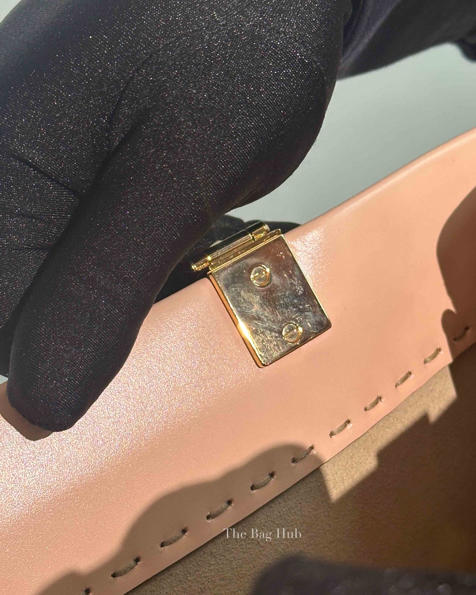 Fendi Pink Leather Sunshine Medium Shopper Tote Bag