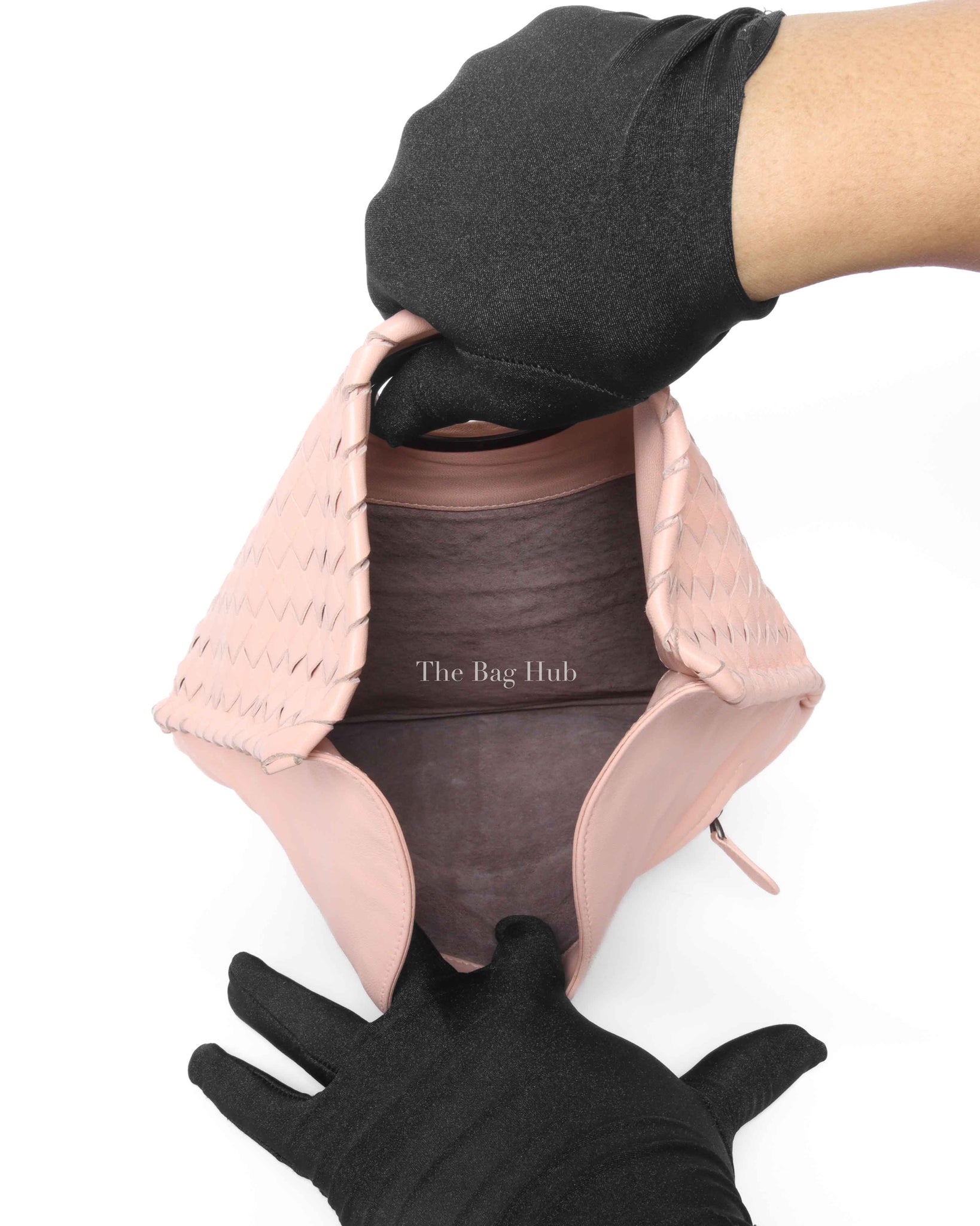 Bottega Veneta Pink Intrecciato Leather Turnlock Fold Over Clutch