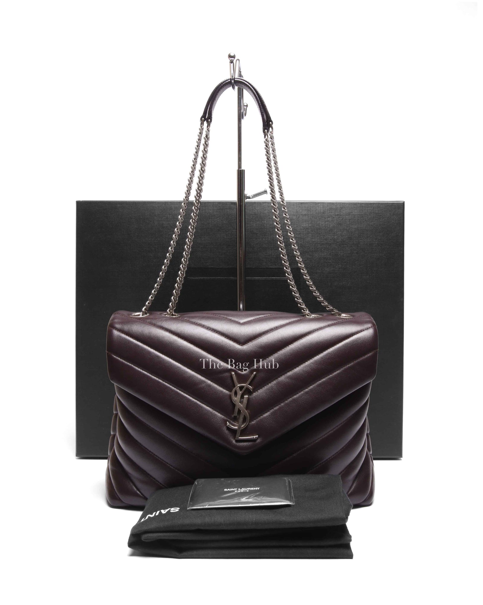 Saint Laurent Soil Brown Calfskin Y Quilted Monogram Medium Loulou Chain Bag