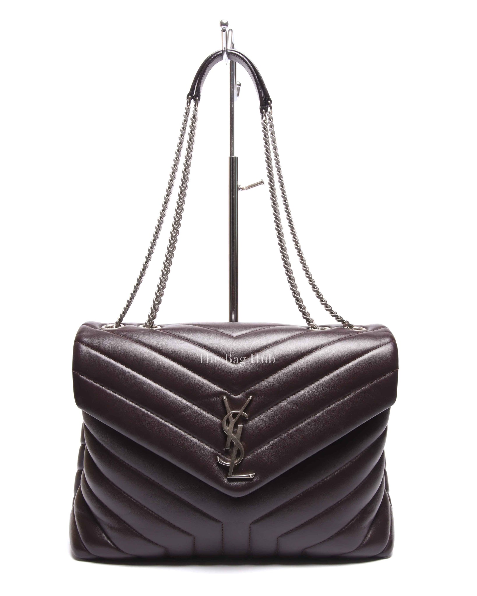 Saint Laurent Soil Brown Calfskin Y Quilted Monogram Medium Loulou Chain Bag