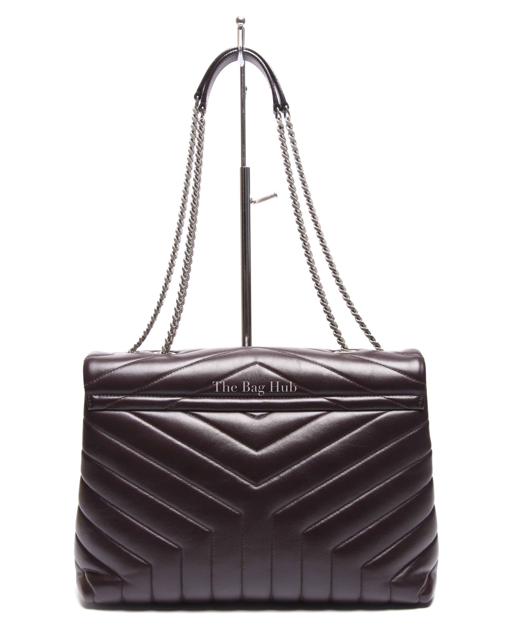 Saint Laurent Soil Brown Calfskin Y Quilted Monogram Medium Loulou Chain Bag