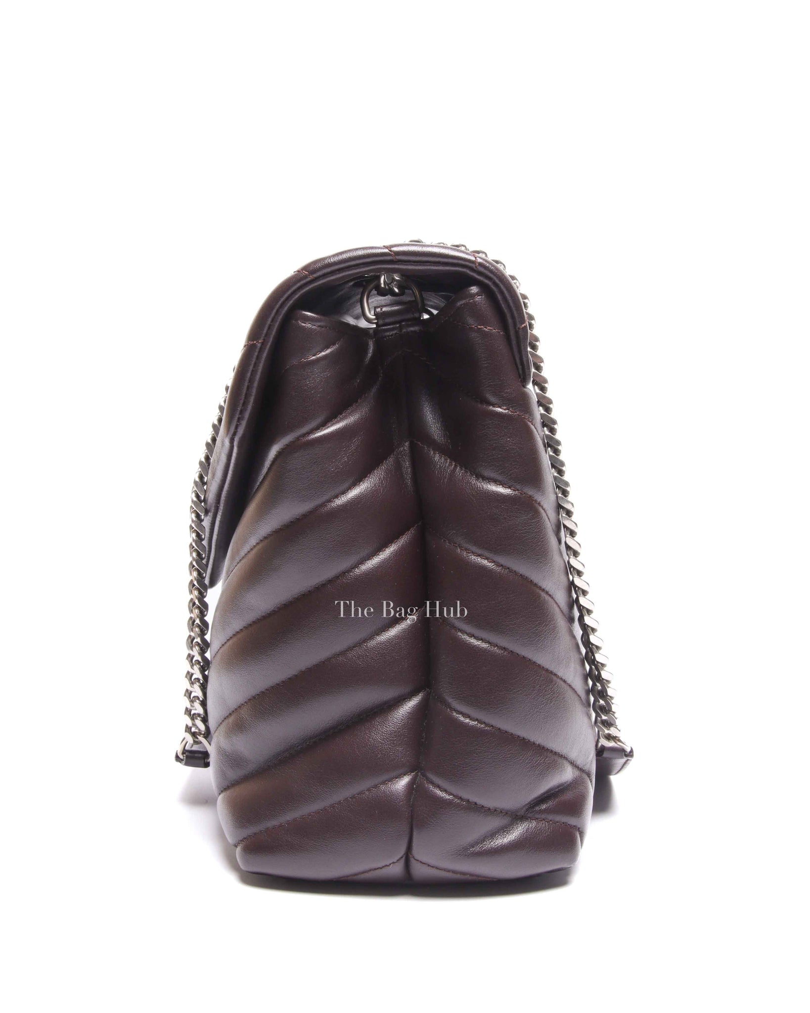 Saint Laurent Soil Brown Calfskin Y Quilted Monogram Medium Loulou Chain Bag