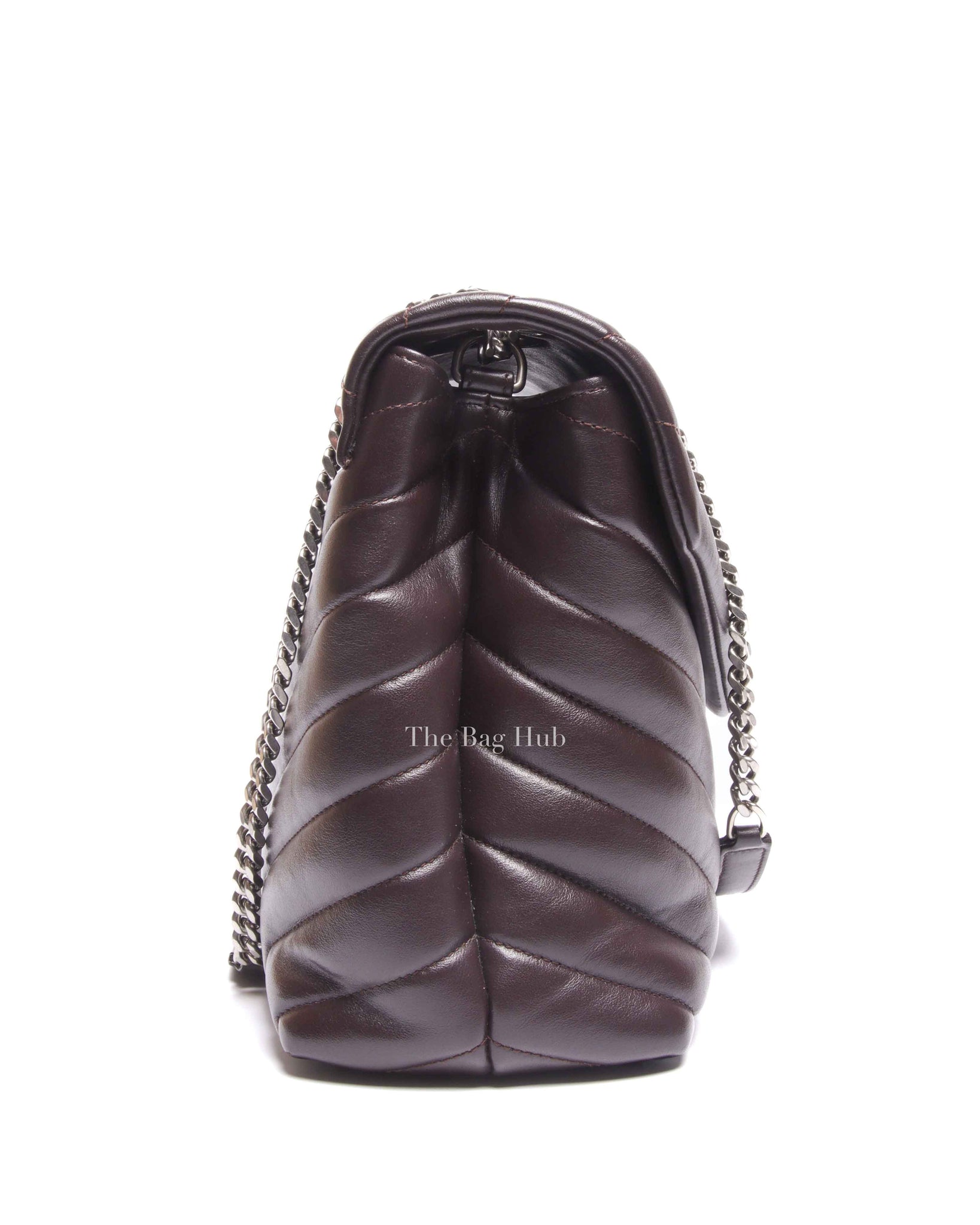 Saint Laurent Soil Brown Calfskin Y Quilted Monogram Medium Loulou Chain Bag