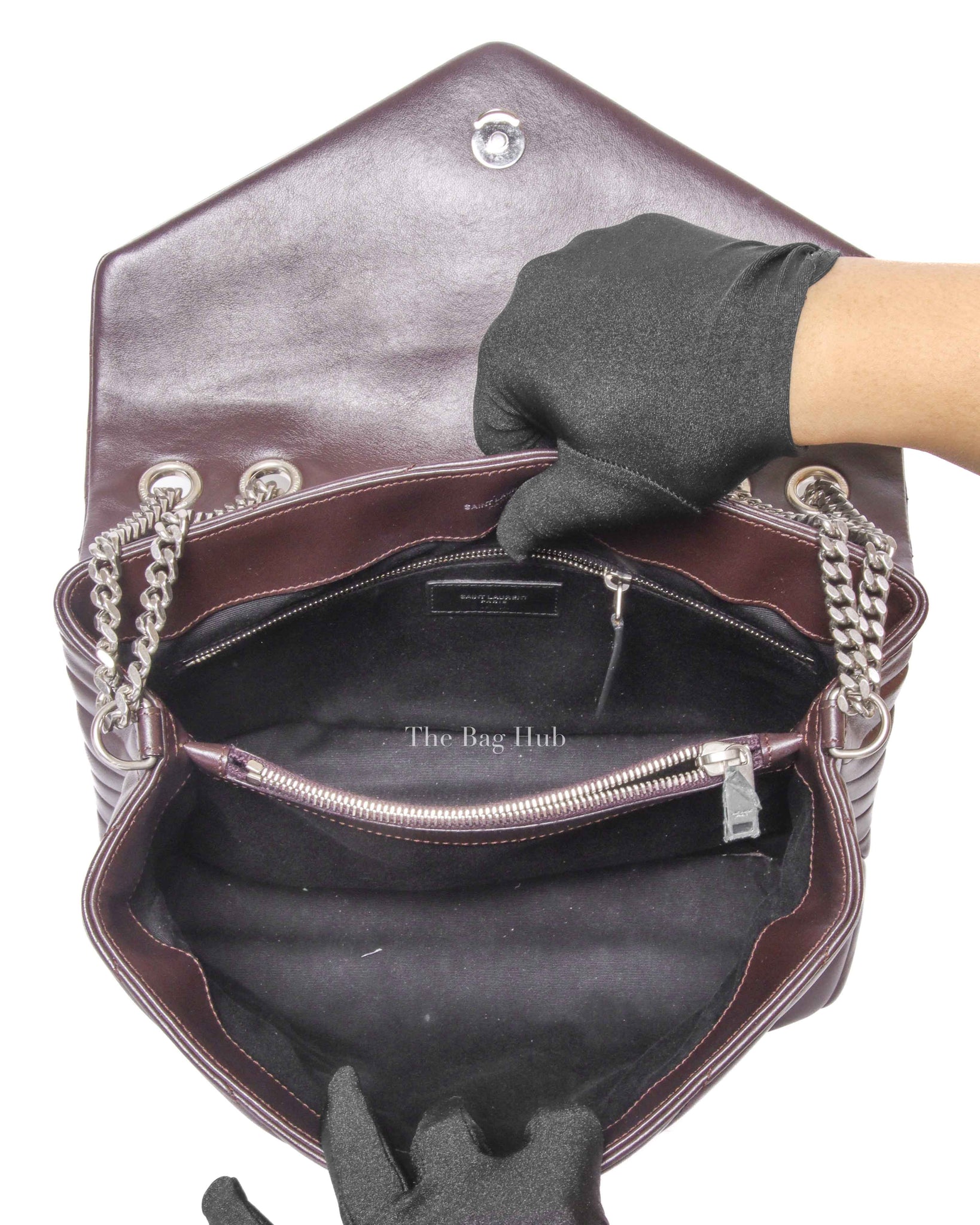 Saint Laurent Soil Brown Calfskin Y Quilted Monogram Medium Loulou Chain Bag