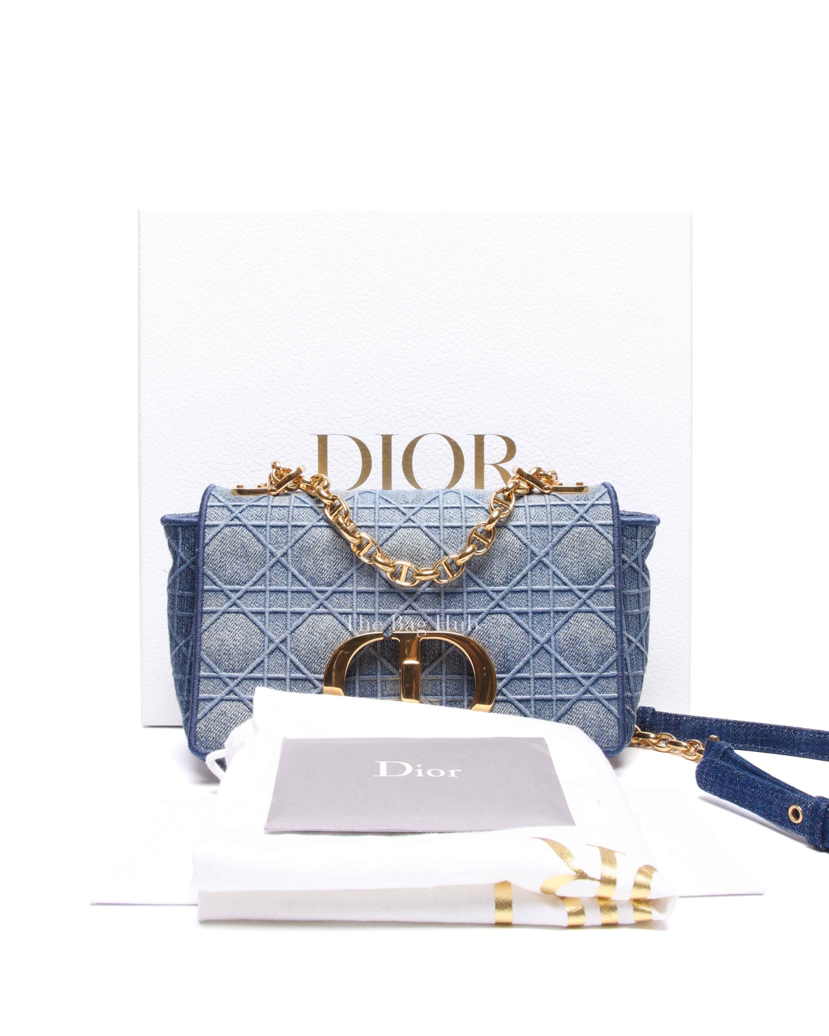 Dior Blue Denim Cannage Caro Small Bag