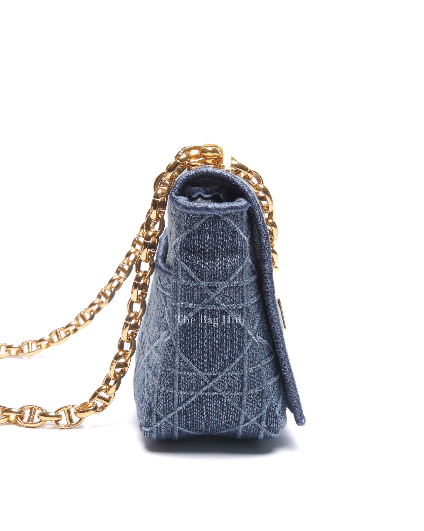 Dior Blue Denim Cannage Caro Small Bag