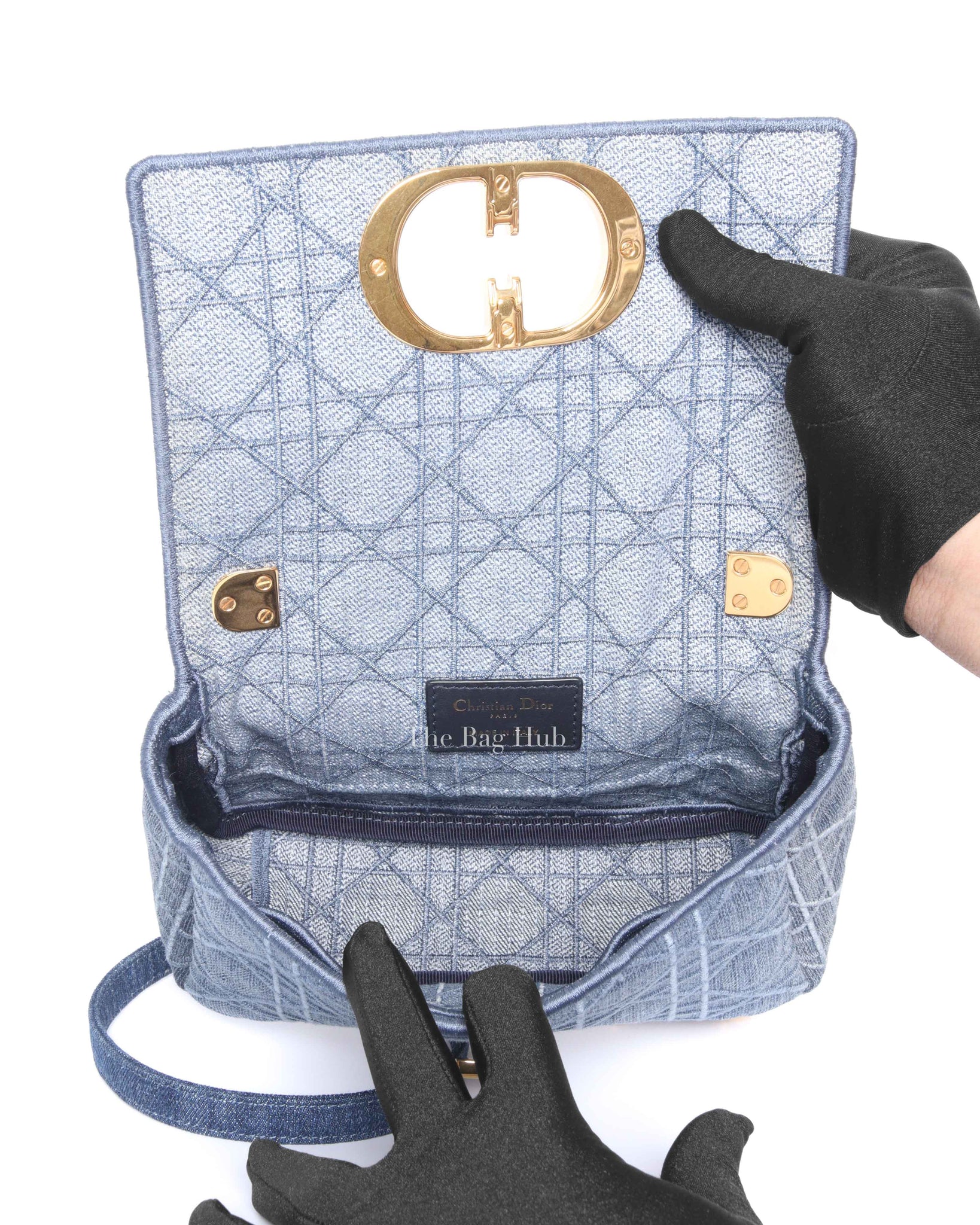 Dior Blue Denim Cannage Caro Small Bag