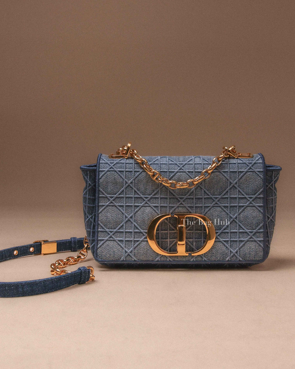 Dior Blue Denim Cannage Caro Small Bag