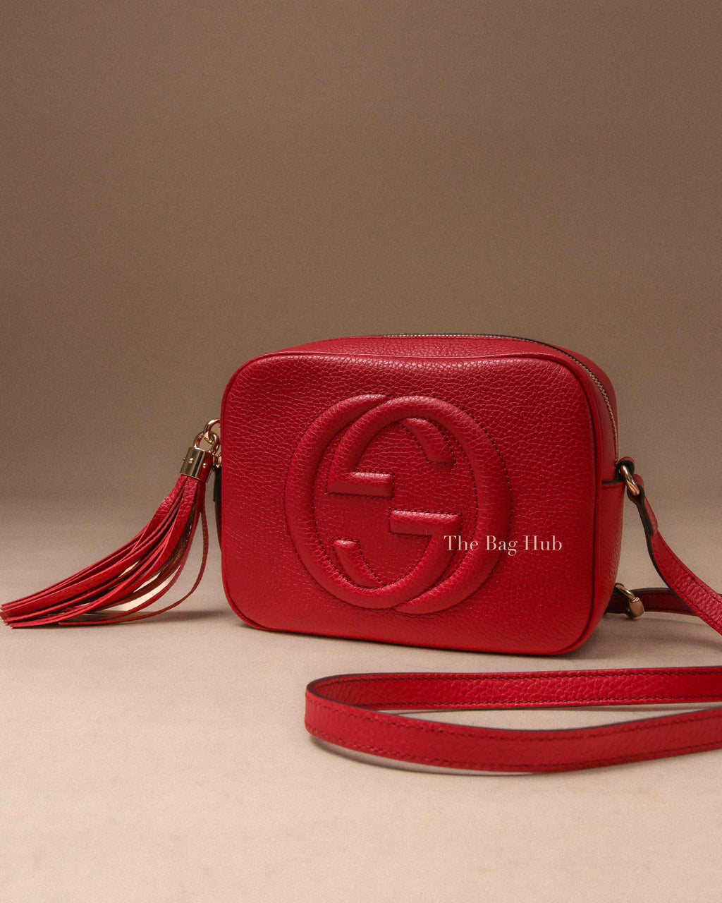 Gucci Vibrant Red Pebbled Calfskin Small Soho Disco Bag