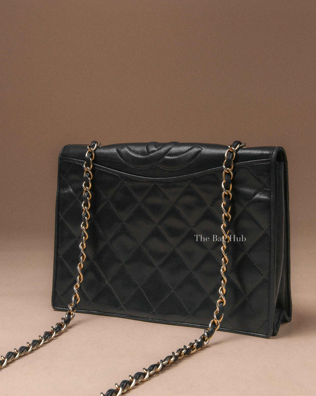 Chanel Vintage Black Quilted Lambskin Full Flap Chain Shoulder Bag GHW