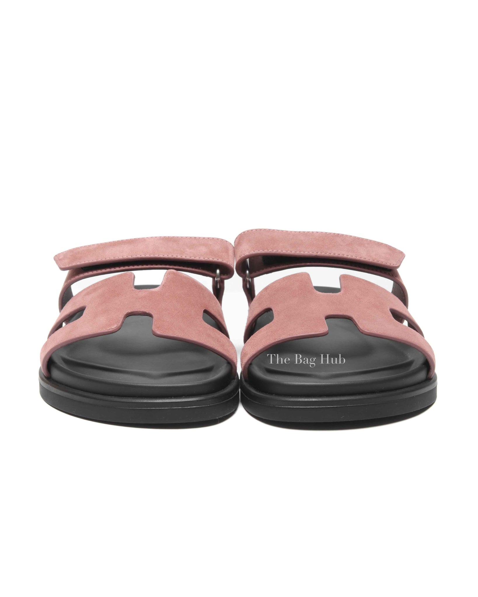 Hermes Rose Antique Suede Chypre Sandals Size 36.5