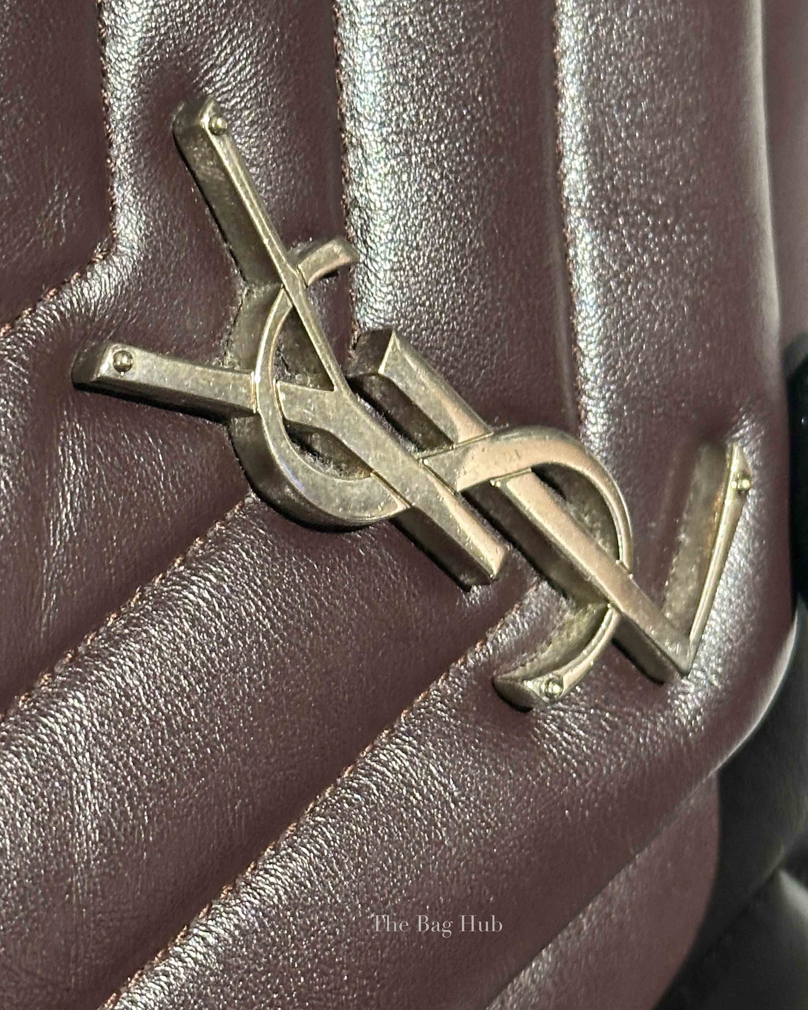 Saint Laurent Soil Brown Calfskin Y Quilted Monogram Medium Loulou Chain Bag