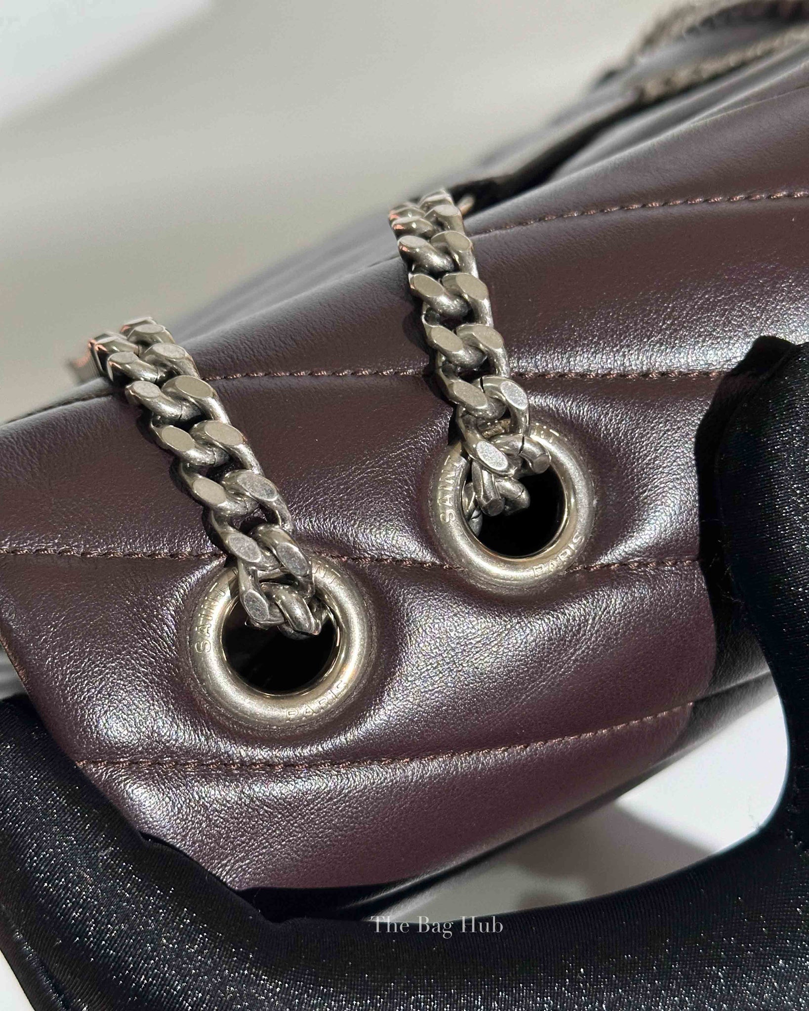 Saint Laurent Soil Brown Calfskin Y Quilted Monogram Medium Loulou Chain Bag