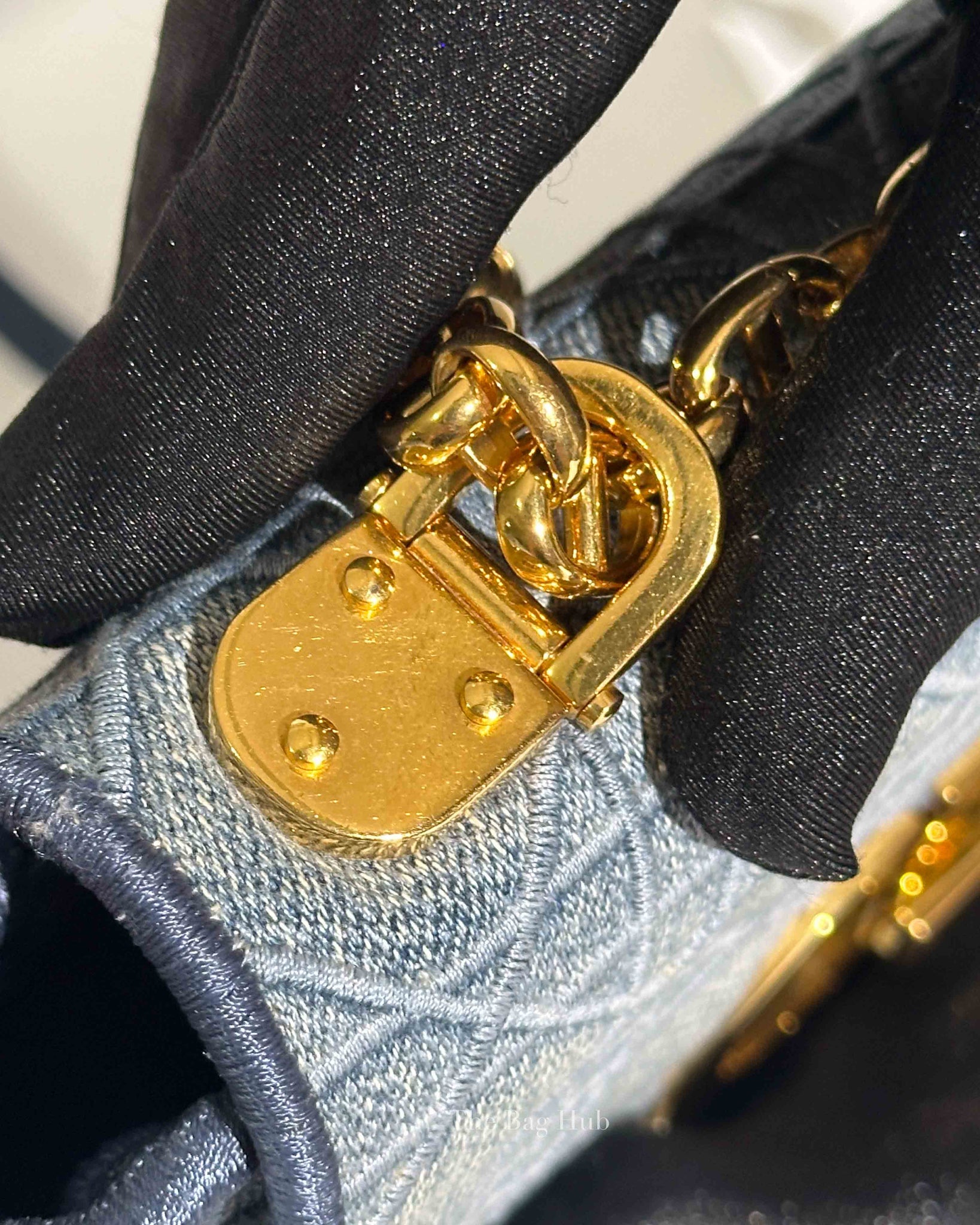 Dior Blue Denim Cannage Caro Small Bag