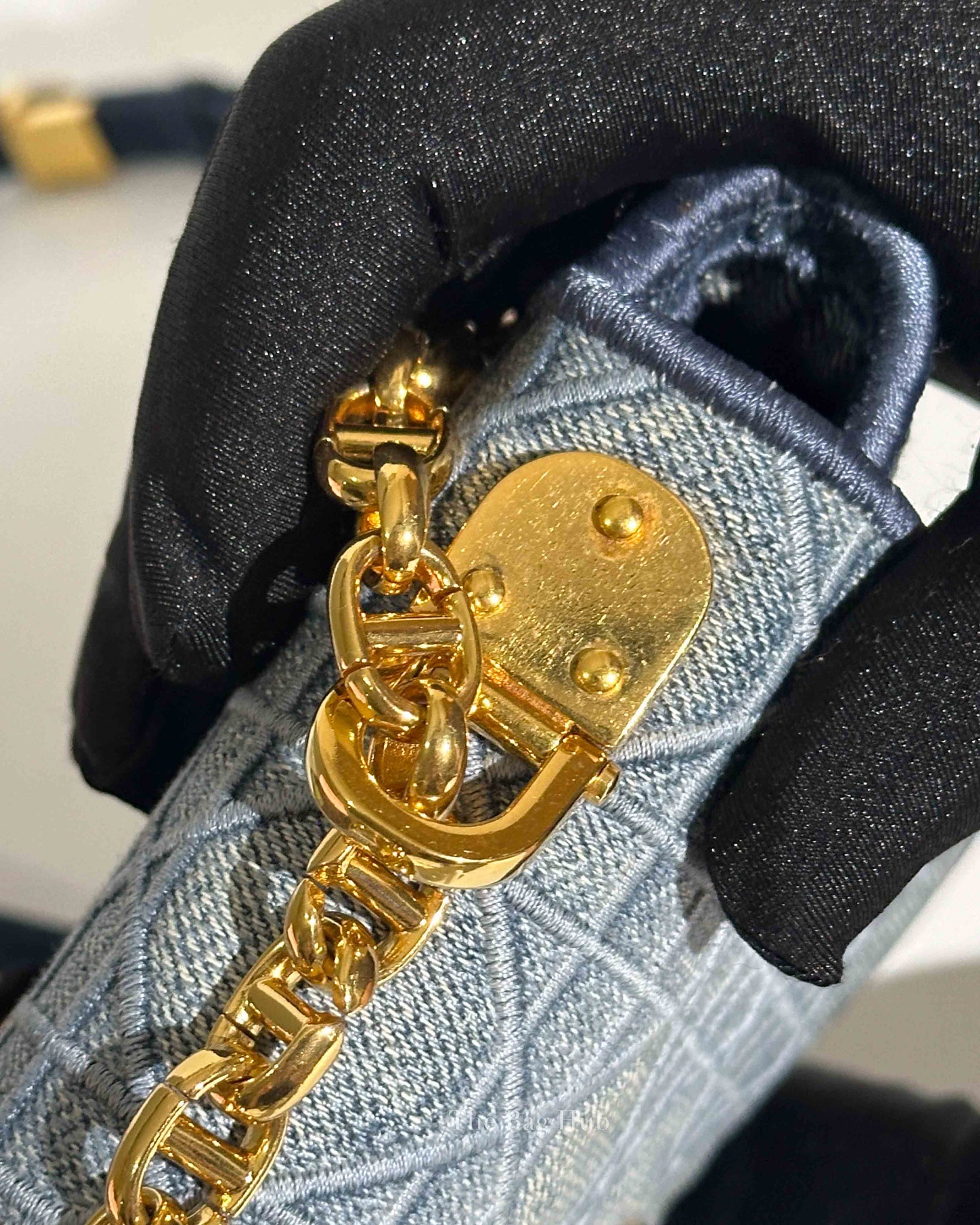 Dior Blue Denim Cannage Caro Small Bag