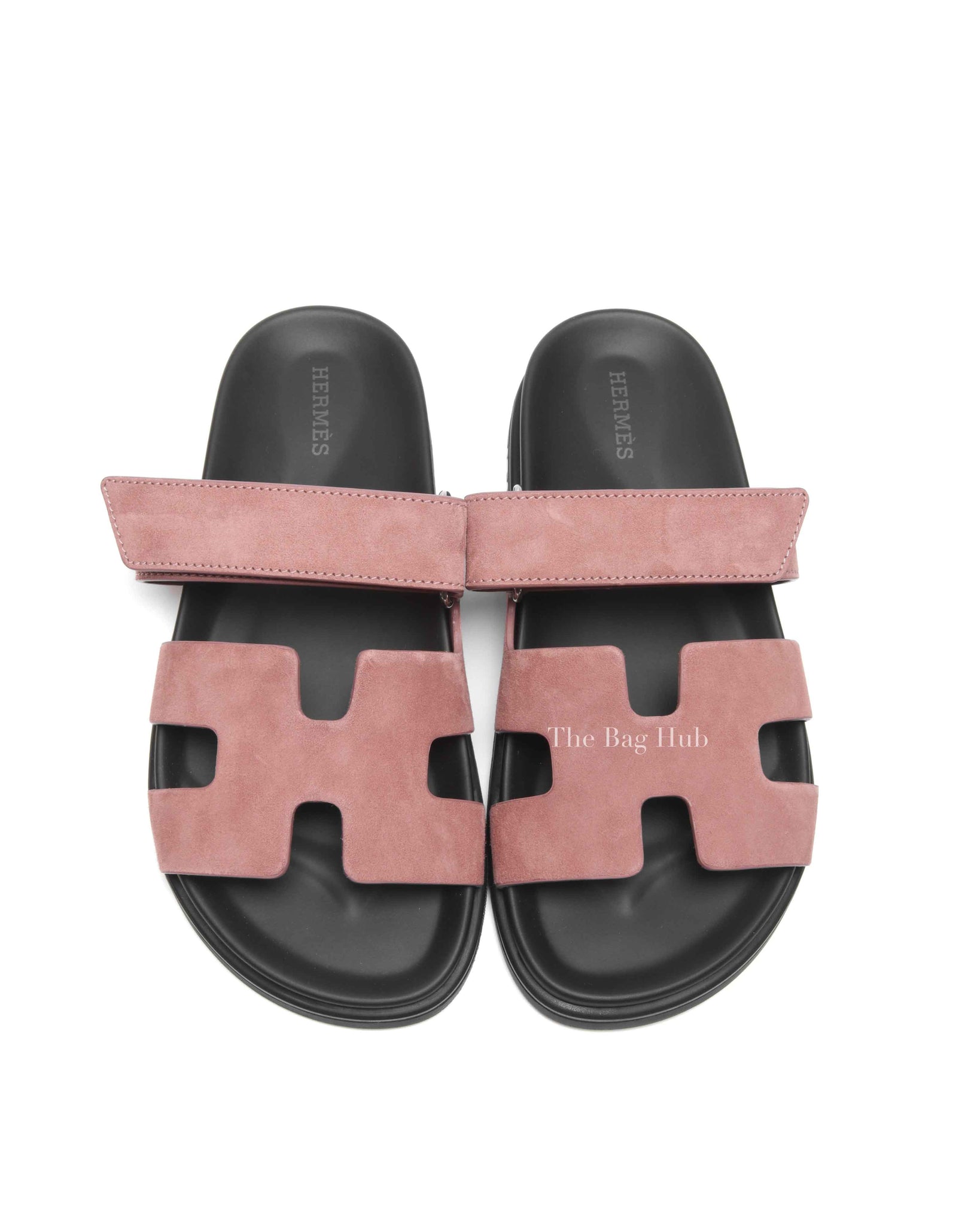 Hermes Rose Antique Suede Chypre Sandals Size 36.5