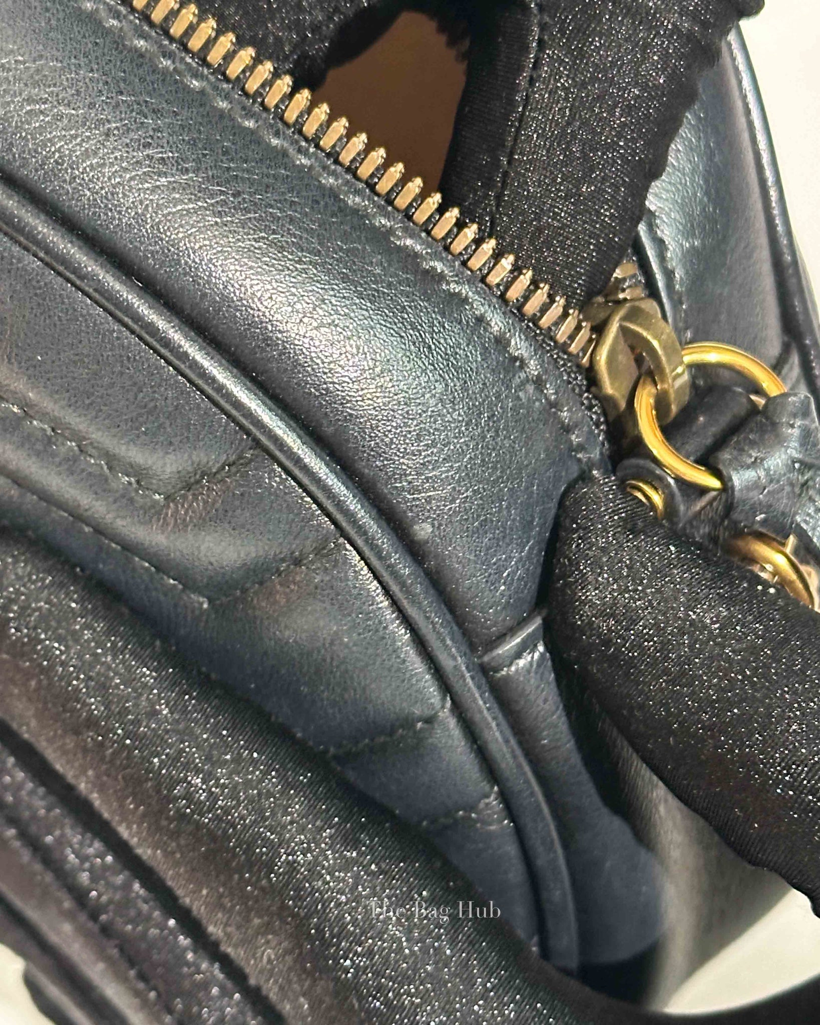 Gucci Black Leather GG Marmont Round Mini Crossbody Bag