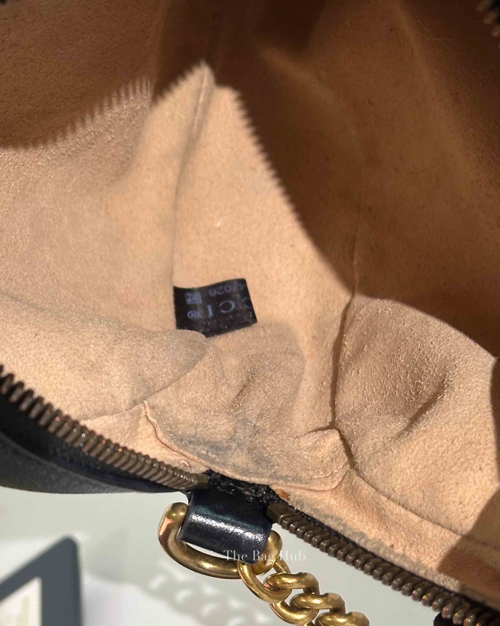 Gucci Black Leather GG Marmont Round Mini Crossbody Bag