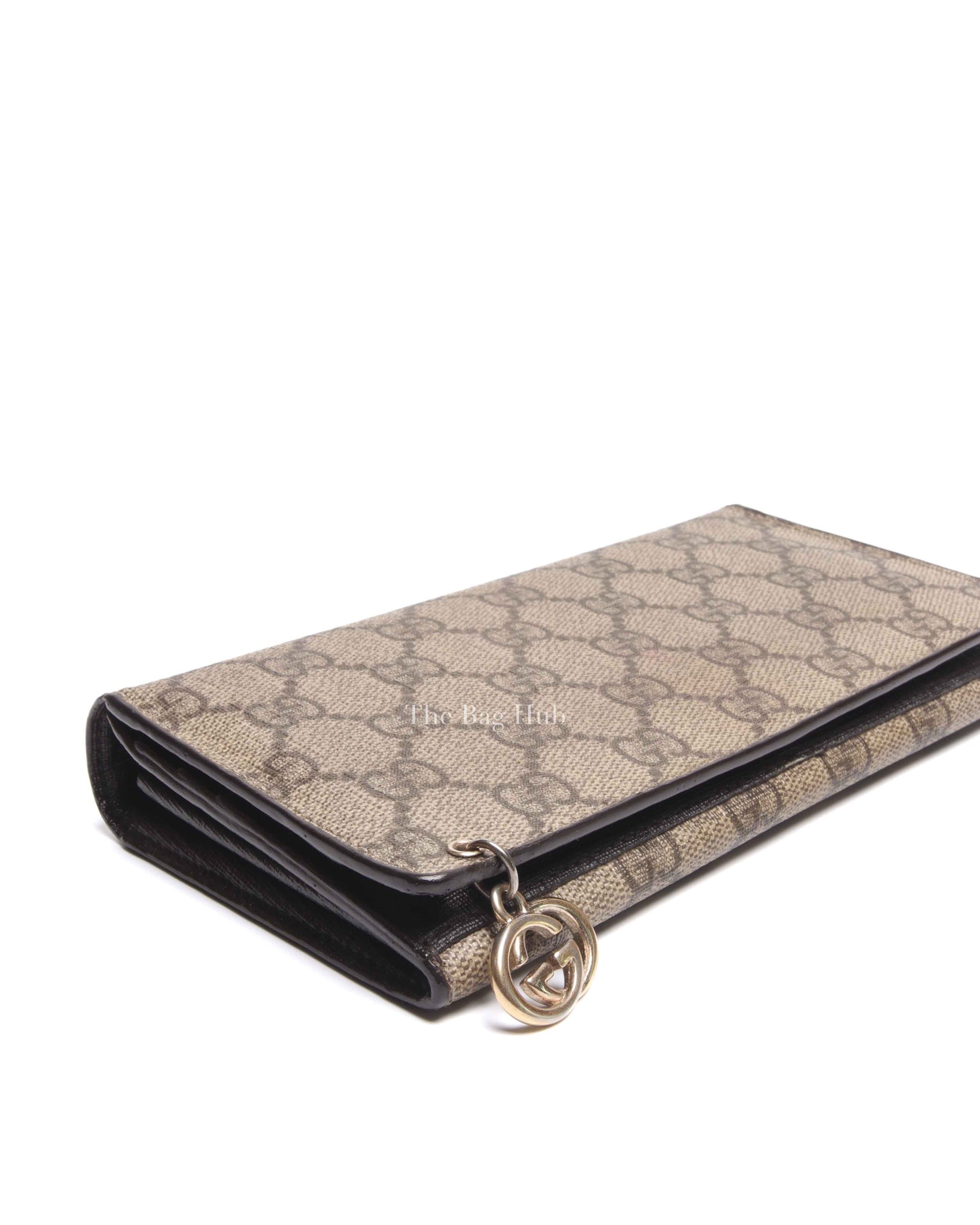 Gucci Beige/Ebony Canvas Interlocking G Charm Bi-Fold Wallet