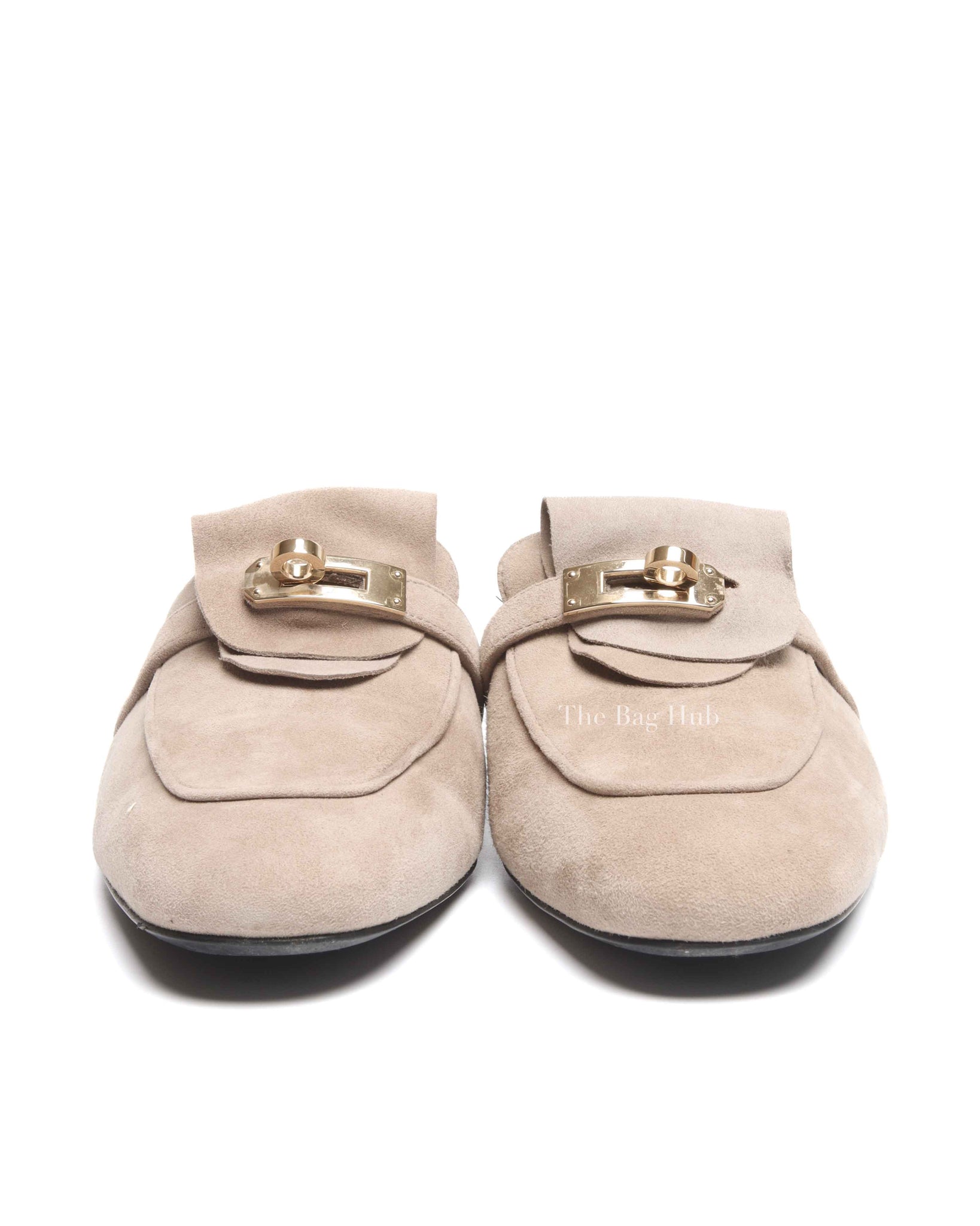 Hermes Beige Sable Suede Goatskin Oz Mules Size 36.5