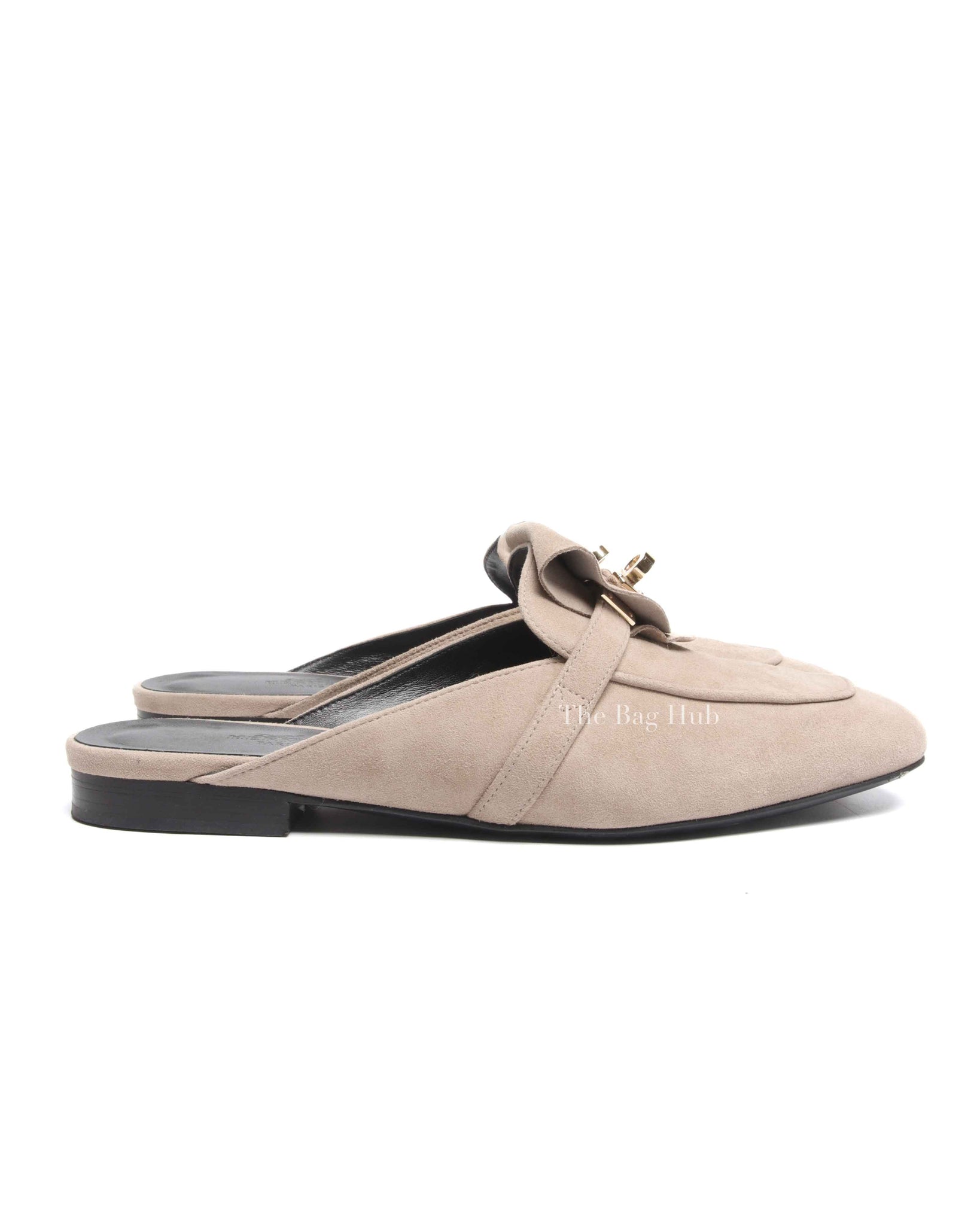 Hermes Beige Sable Suede Goatskin Oz Mules Size 36.5