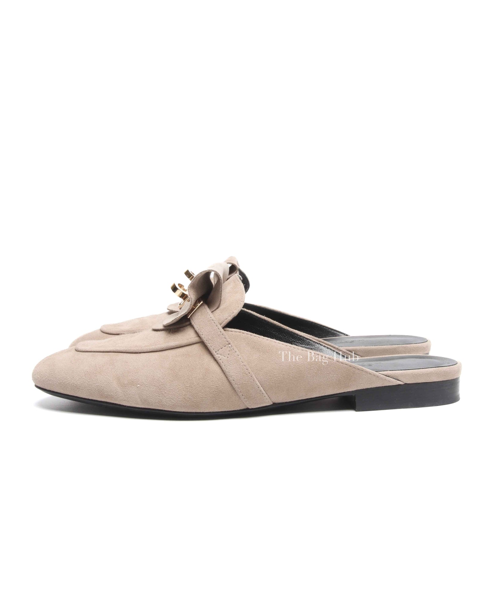 Hermes Beige Sable Suede Goatskin Oz Mules Size 36.5