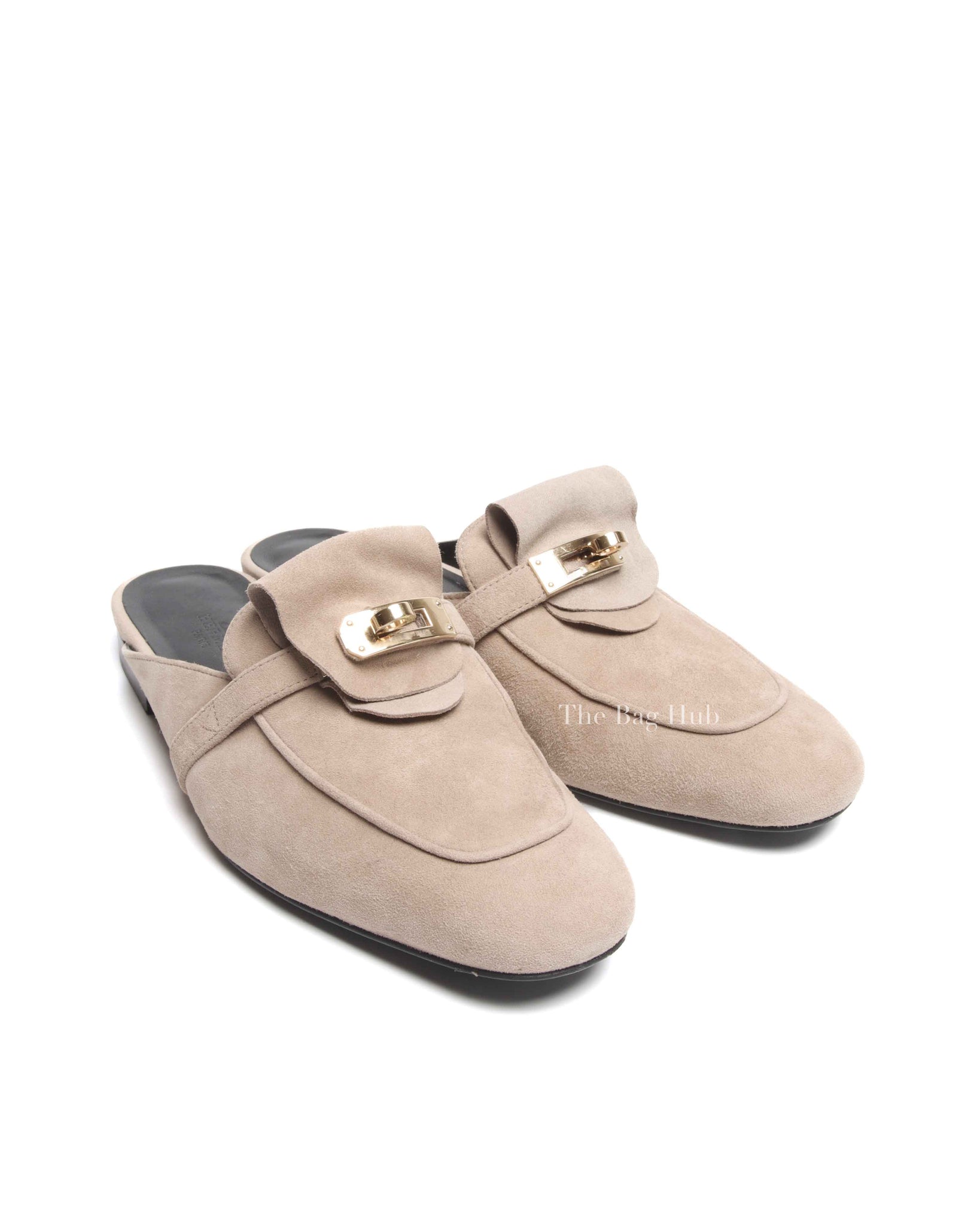 Hermes Beige Sable Suede Goatskin Oz Mules Size 36.5