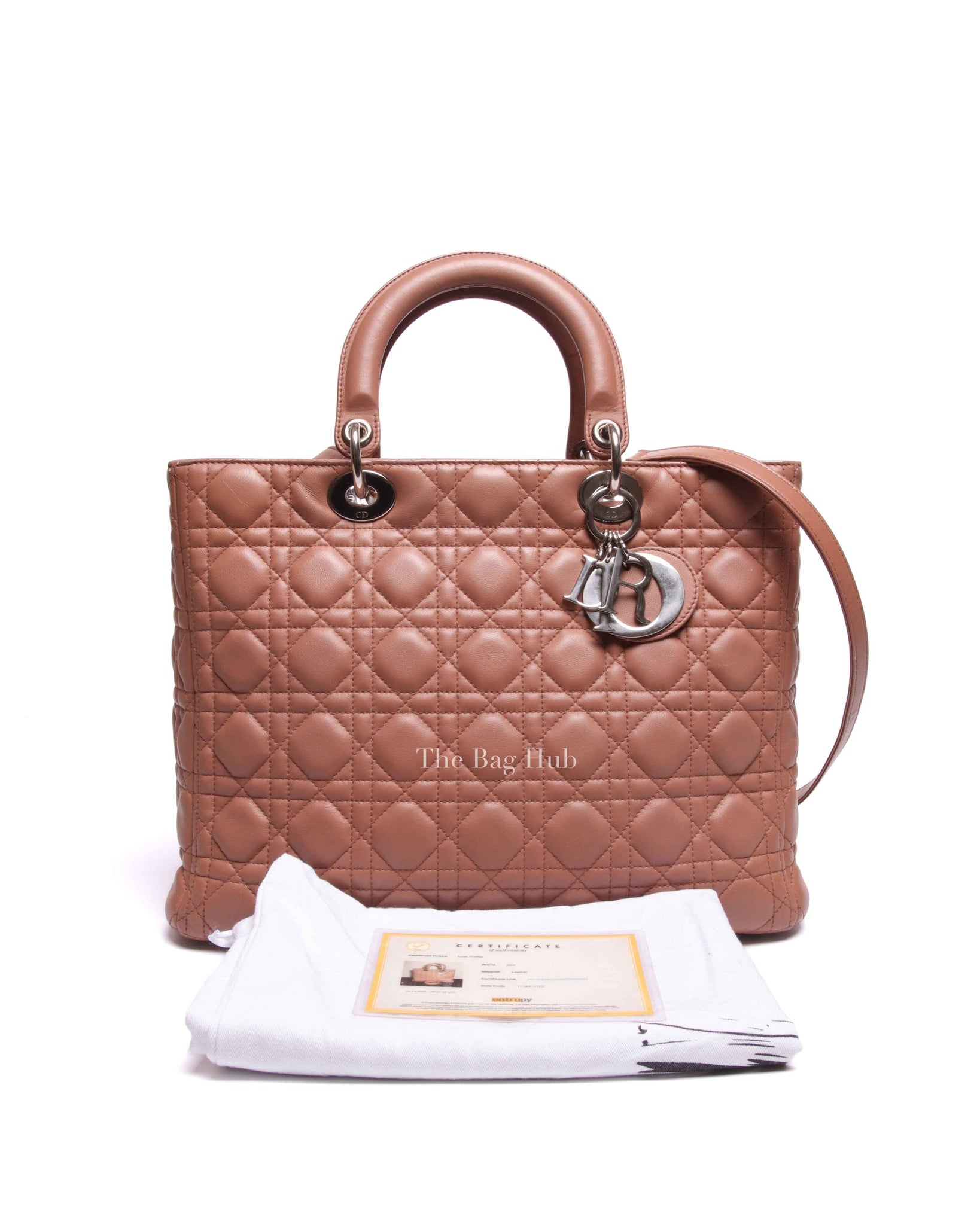 Dior Nude Cannage Lambskin Lady Dior Large Bag