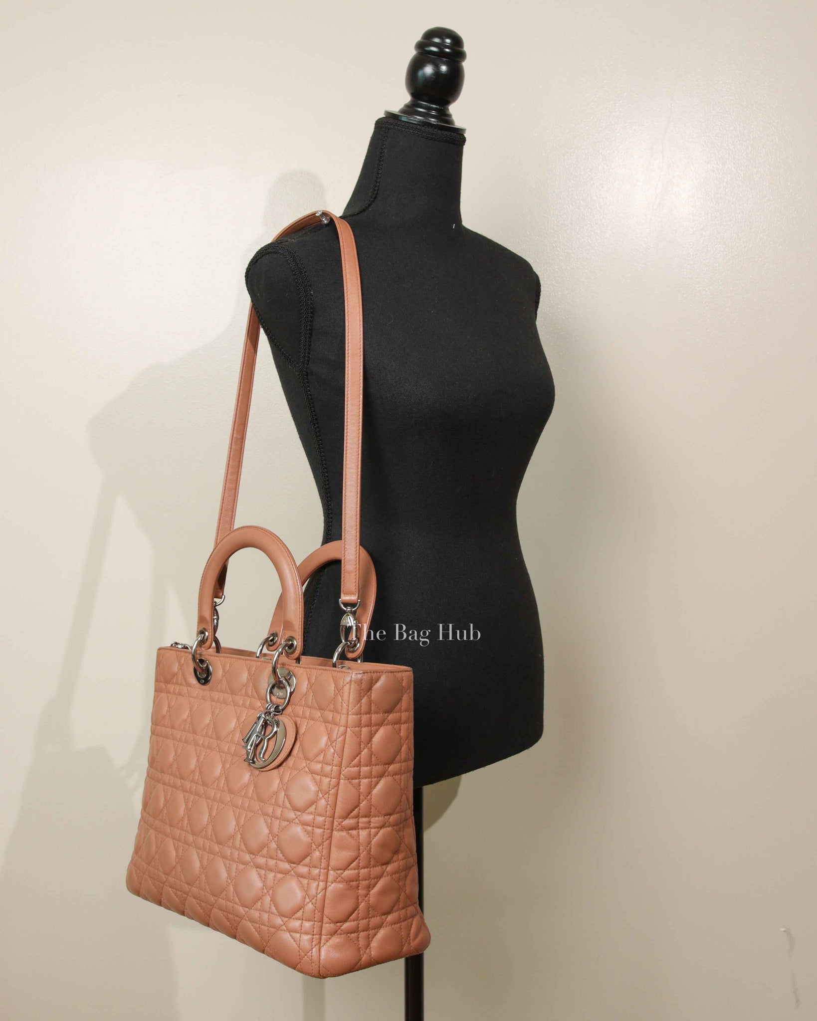 Dior Nude Cannage Lambskin Lady Dior Large Bag