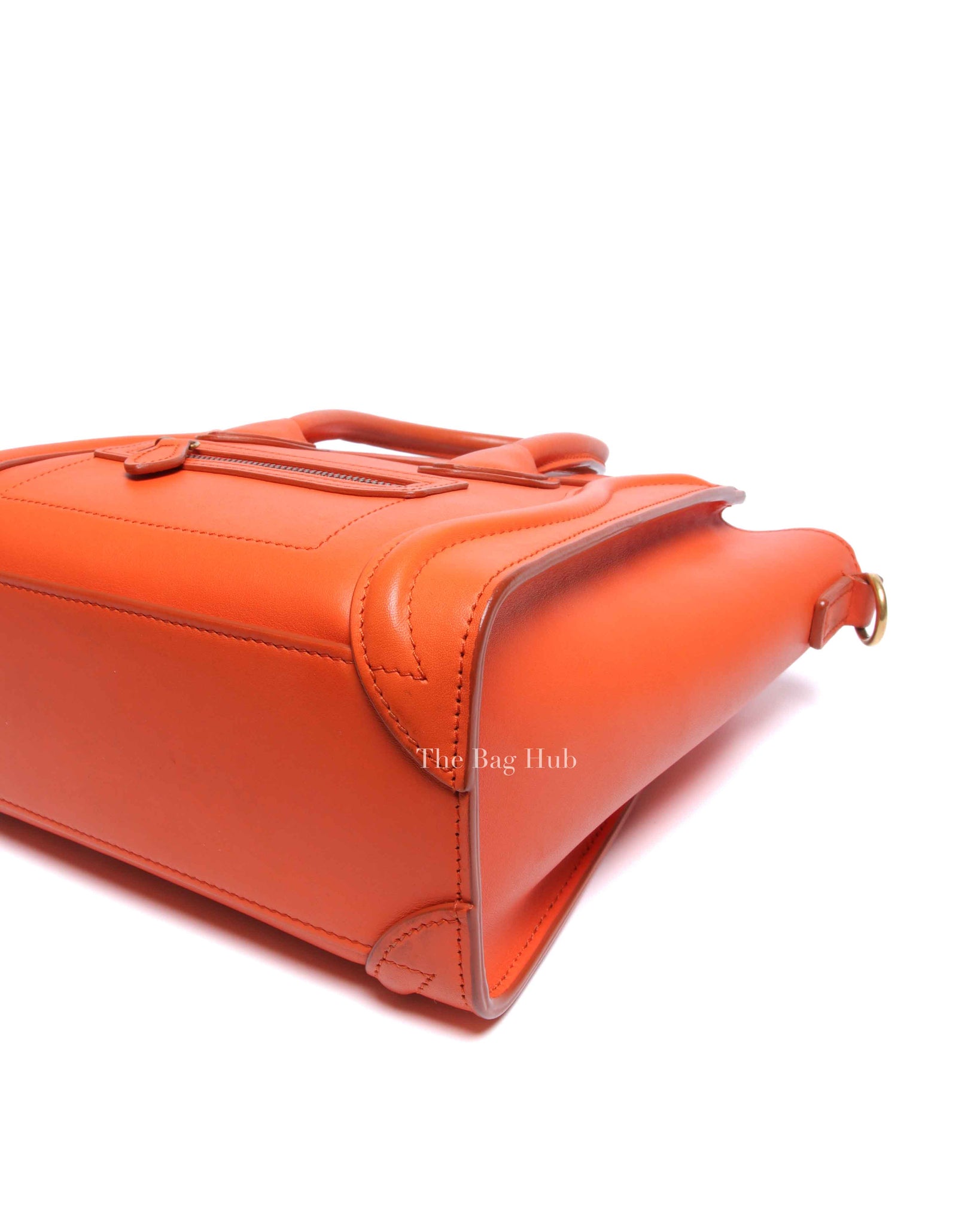 Celine Orange Leather Nano Luggage Tote Bag