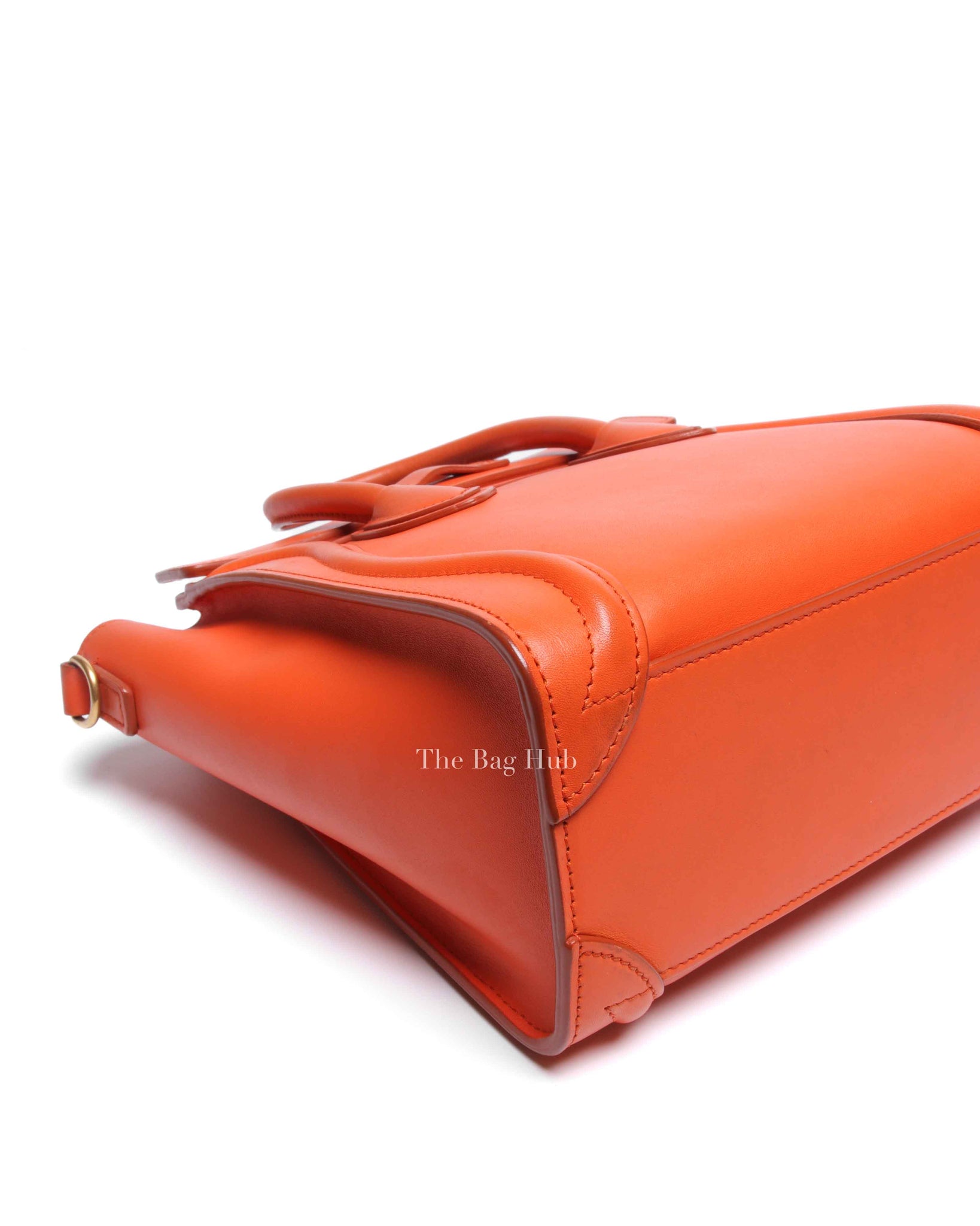 Celine Orange Leather Nano Luggage Tote Bag
