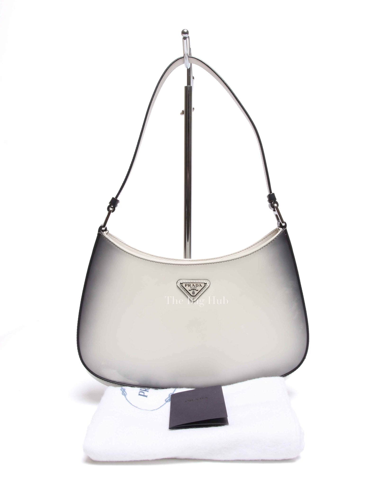 Prada Black/White Ombre Brushed Leather Cleo Small Bag