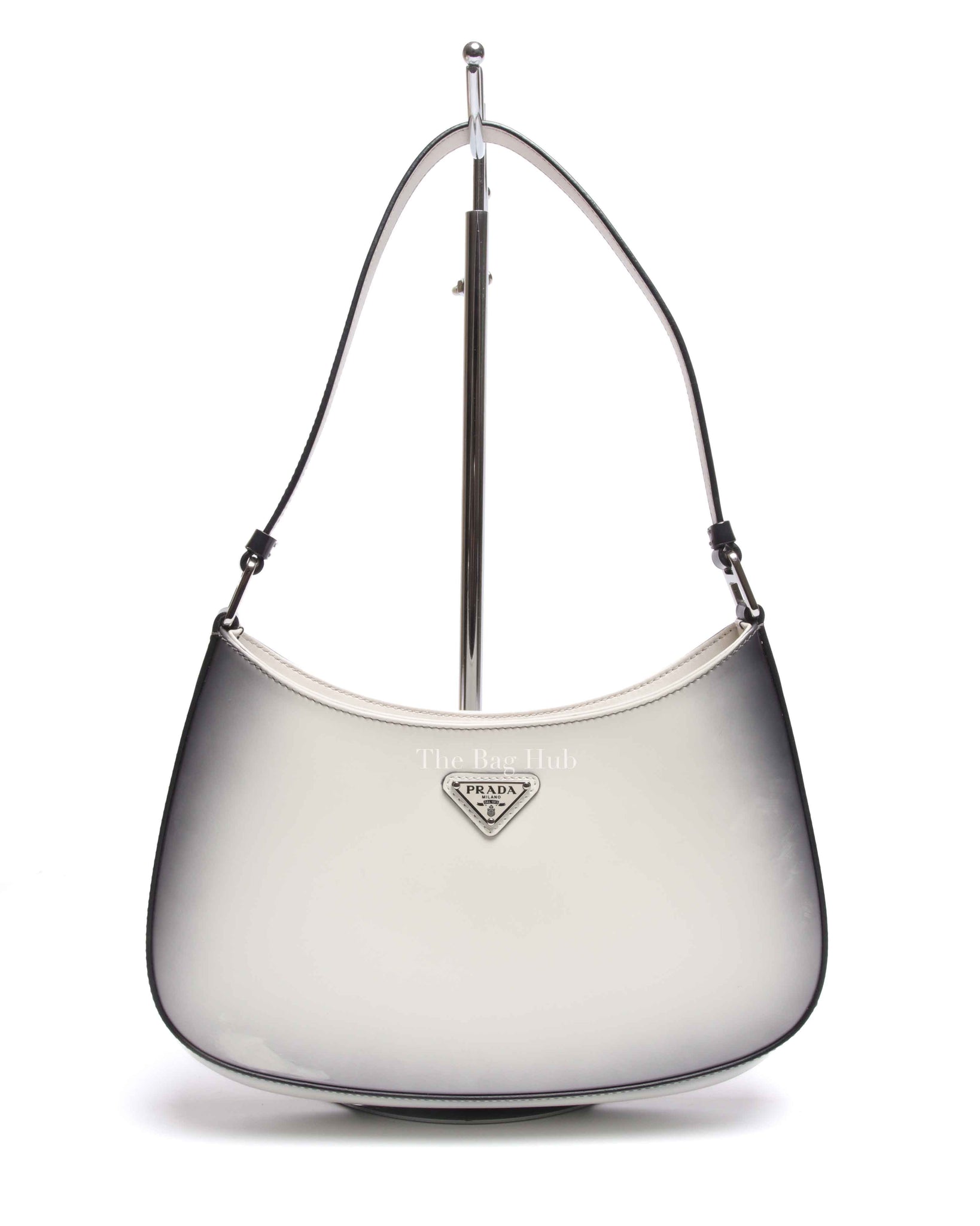 Prada Black/White Ombre Brushed Leather Cleo Small Bag