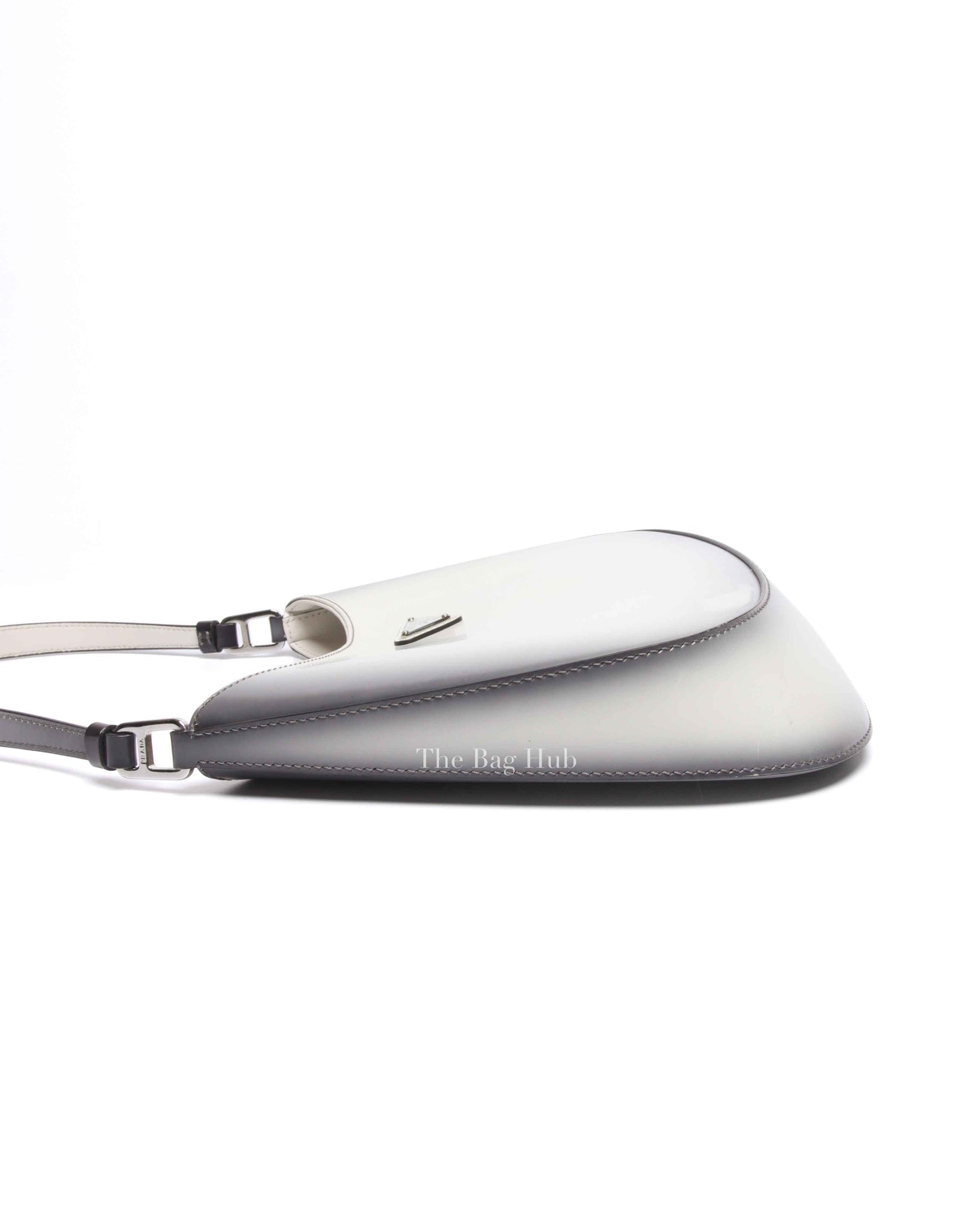 Prada Black/White Ombre Brushed Leather Cleo Small Bag