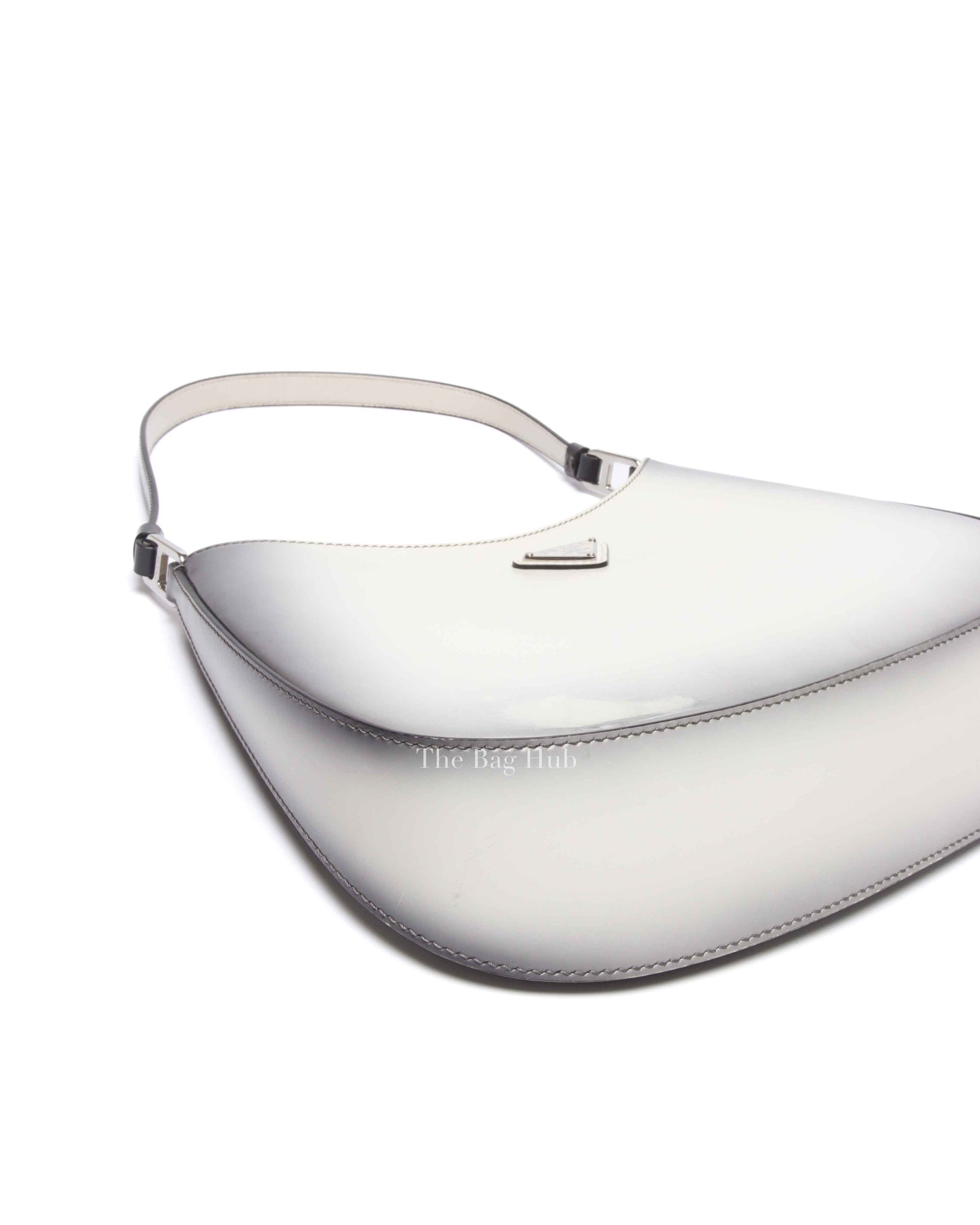 Prada Black/White Ombre Brushed Leather Cleo Small Bag