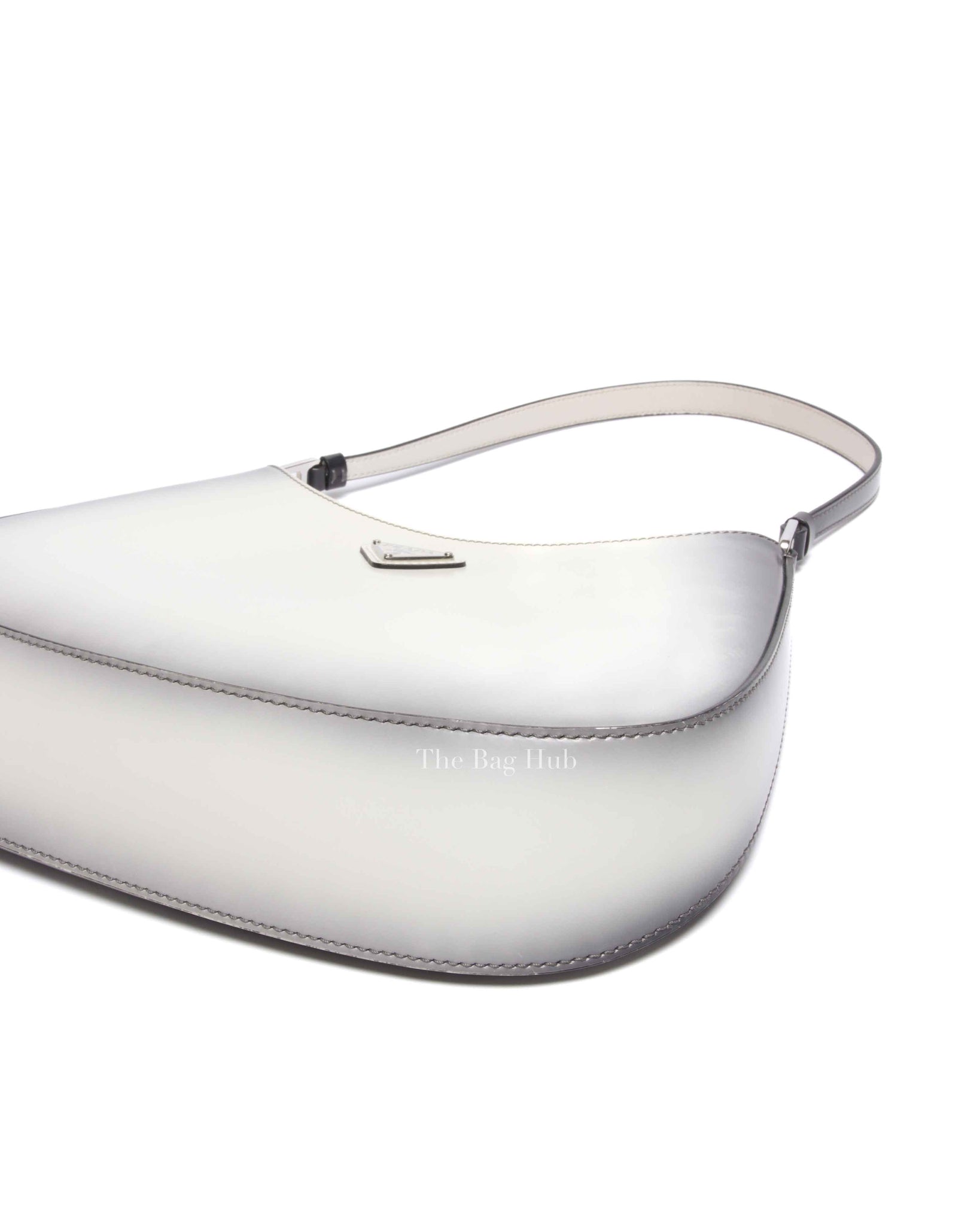 Prada Black/White Ombre Brushed Leather Cleo Small Bag