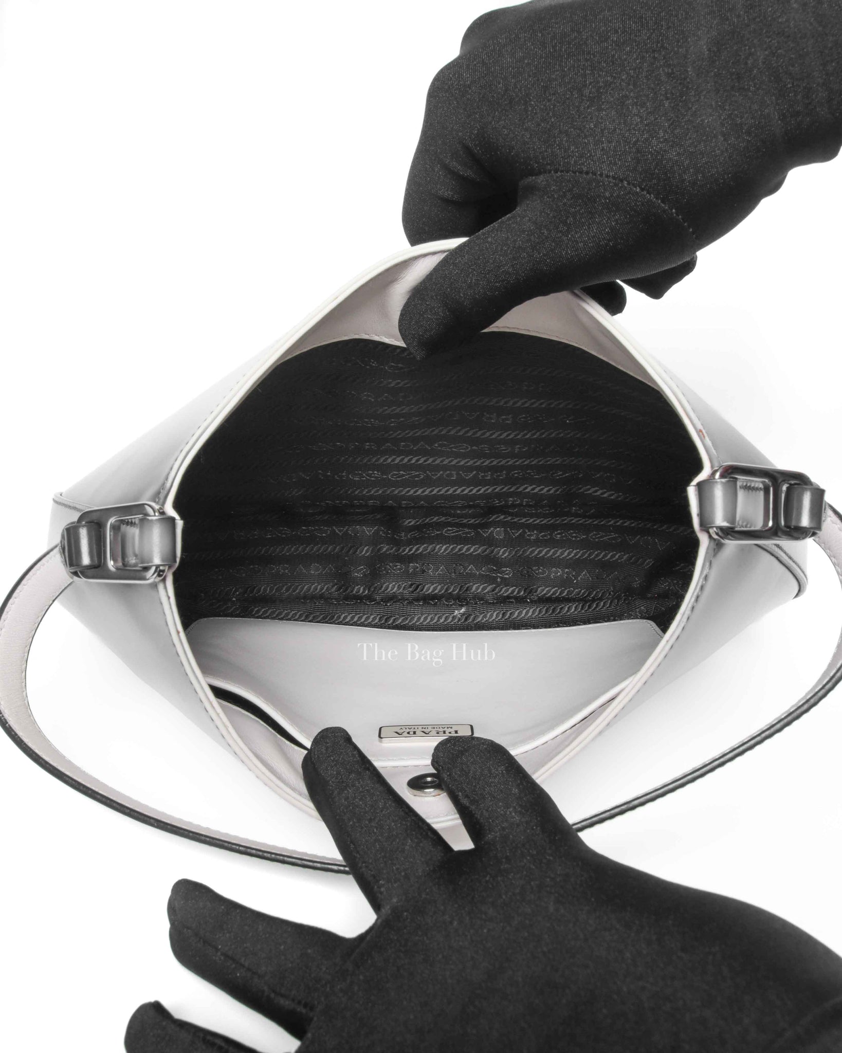 Prada Black/White Ombre Brushed Leather Cleo Small Bag