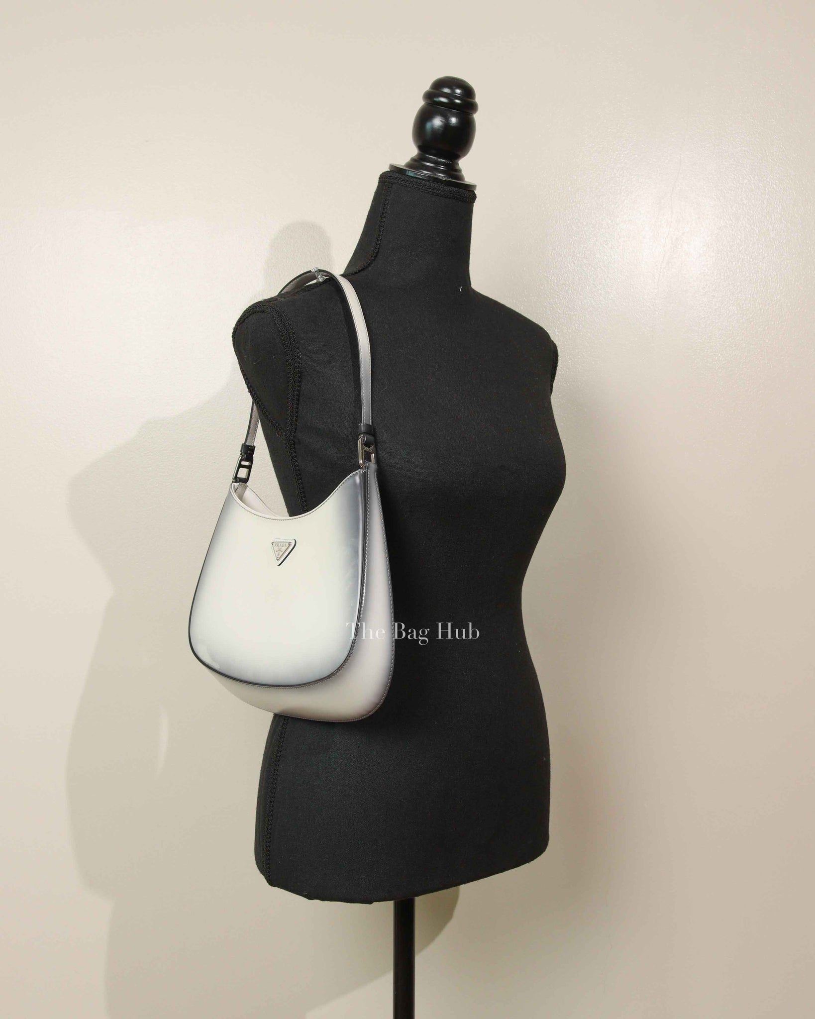 Prada Black/White Ombre Brushed Leather Cleo Small Bag